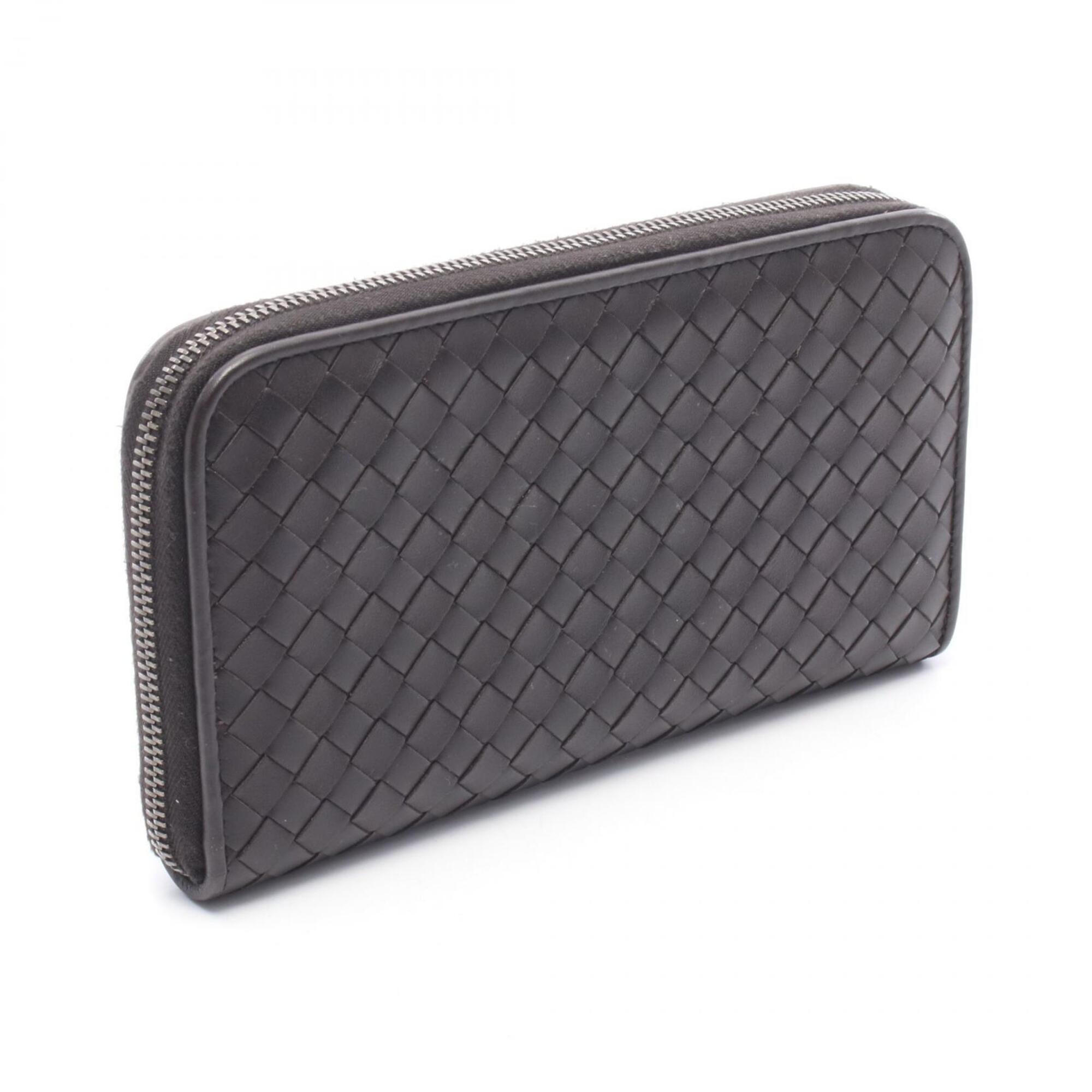 Bottega Veneta Intrecciato Brown Leather Long Wallet (Bi-Fold) (Pre-Owned)