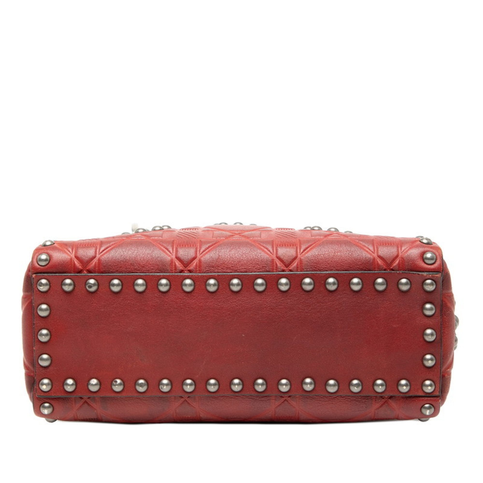 Christian Dior Red Color Leather Handbag Shoulder Bag (Pre-Owned)