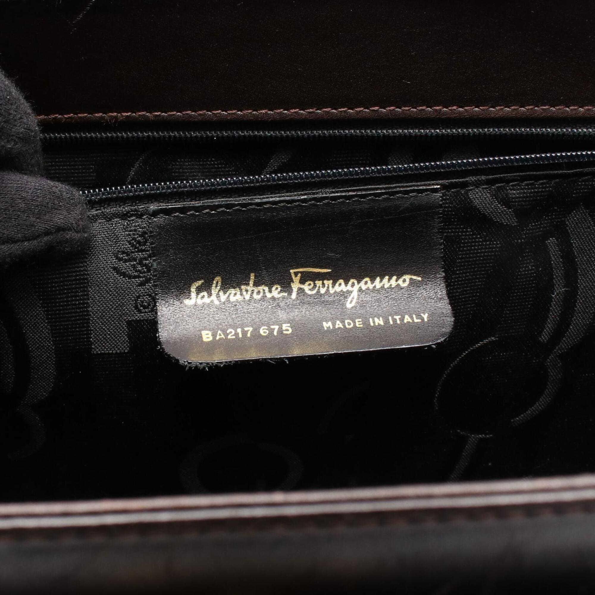 Salvatore Ferragamo Brown Leather Handbag Shoulder Bag (Pre-Owned)