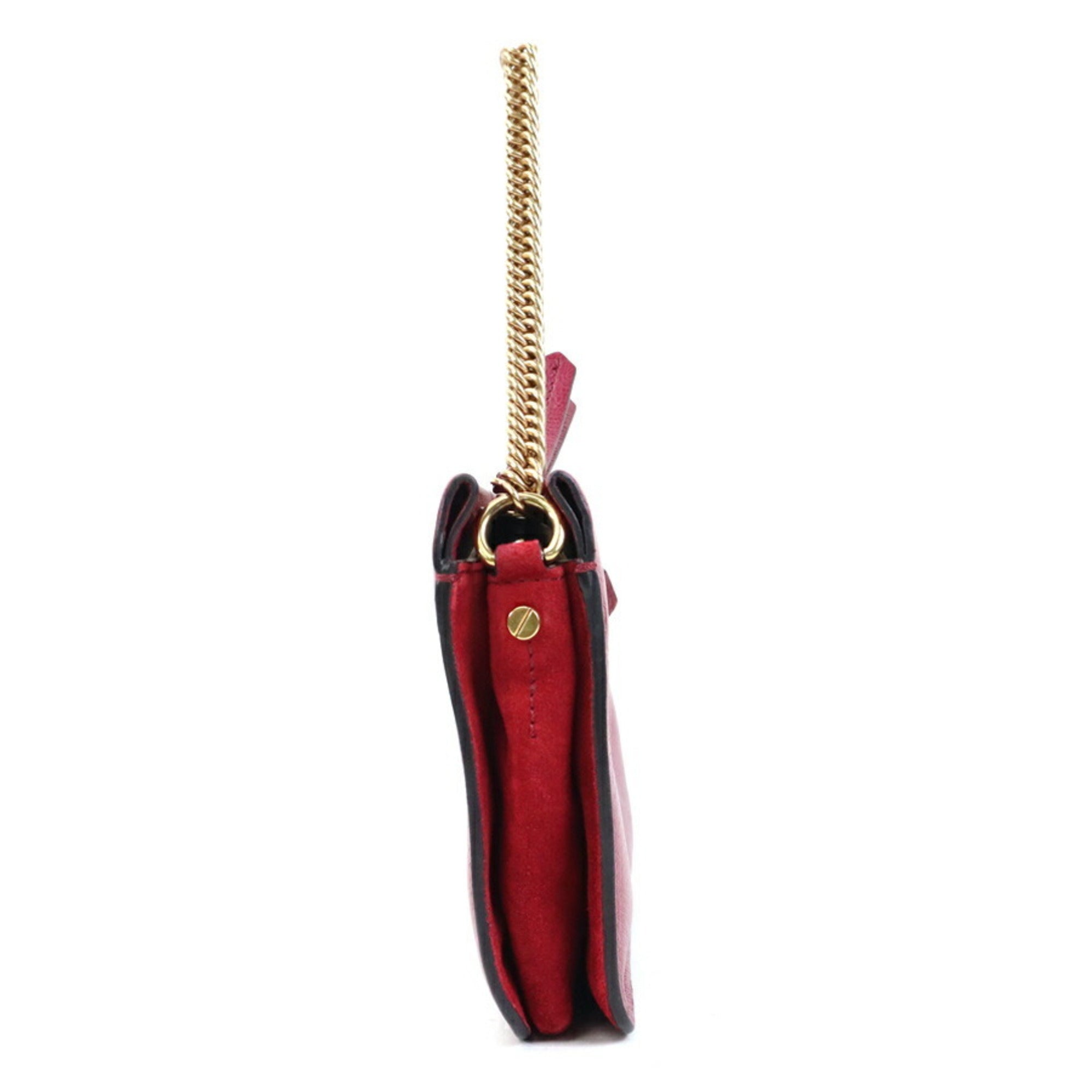 Givenchy Red Color Wine Leather Suede Shoulder Bag (Pre-Owned)