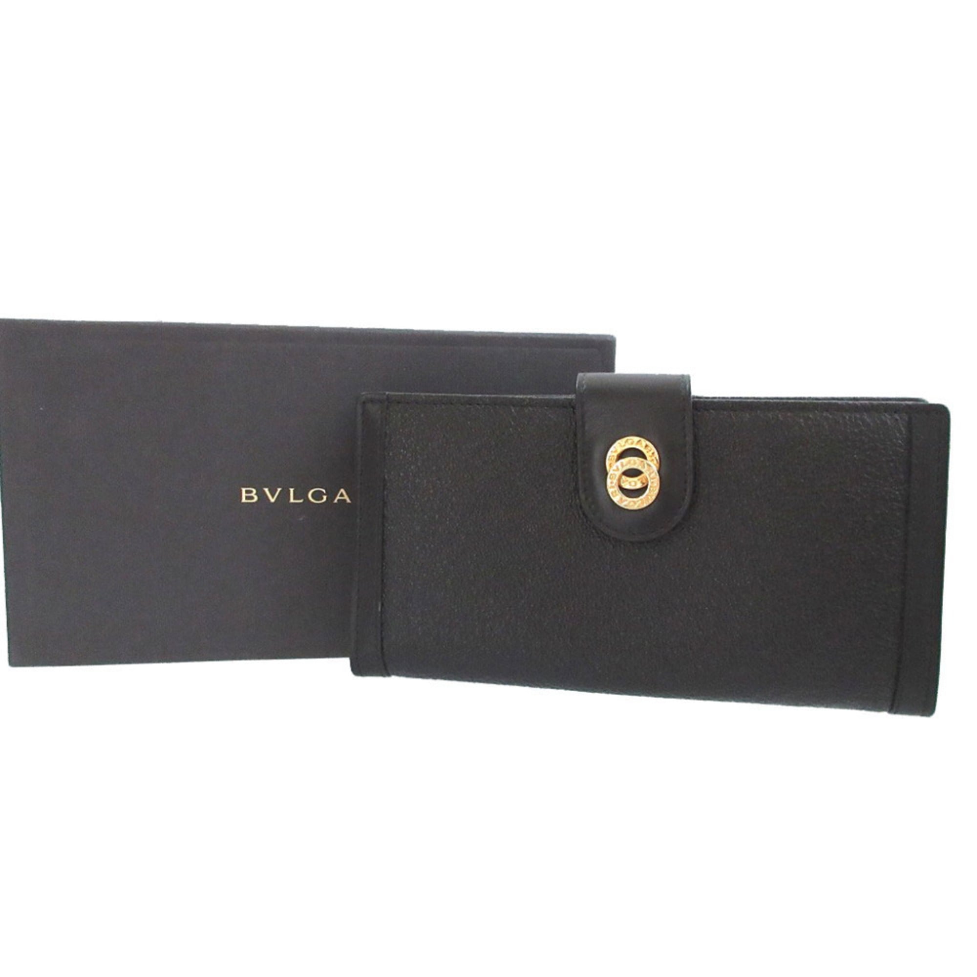 Bvlgari Black Leather Long Wallet (Bi-Fold) (Pre-Owned)