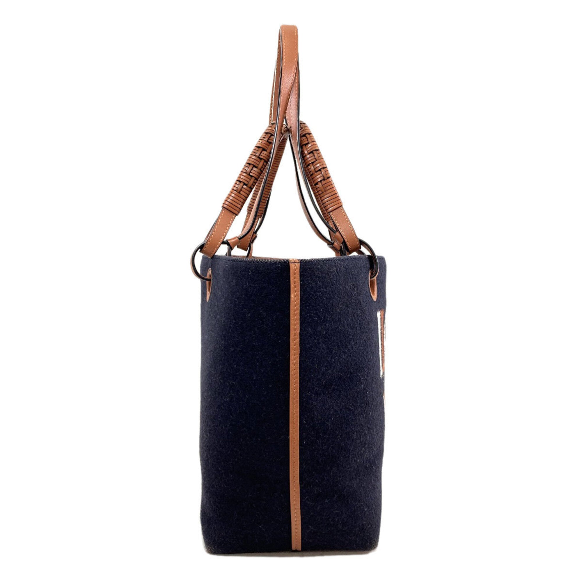 Loewe Brown Navy Wool Tote Bag (Pre-Owned)