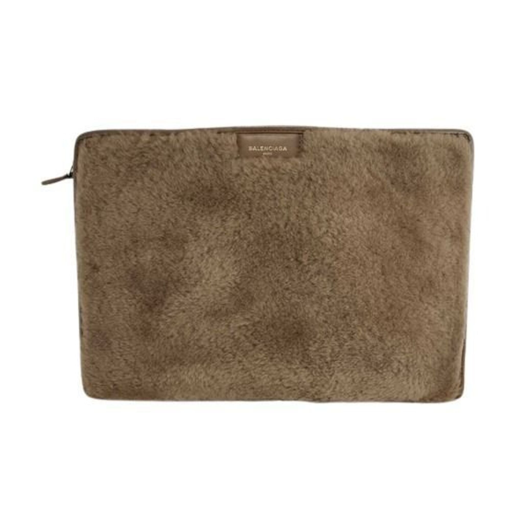 Balenciaga Brown Leather Fur Clutch Bag (Pre-Owned)