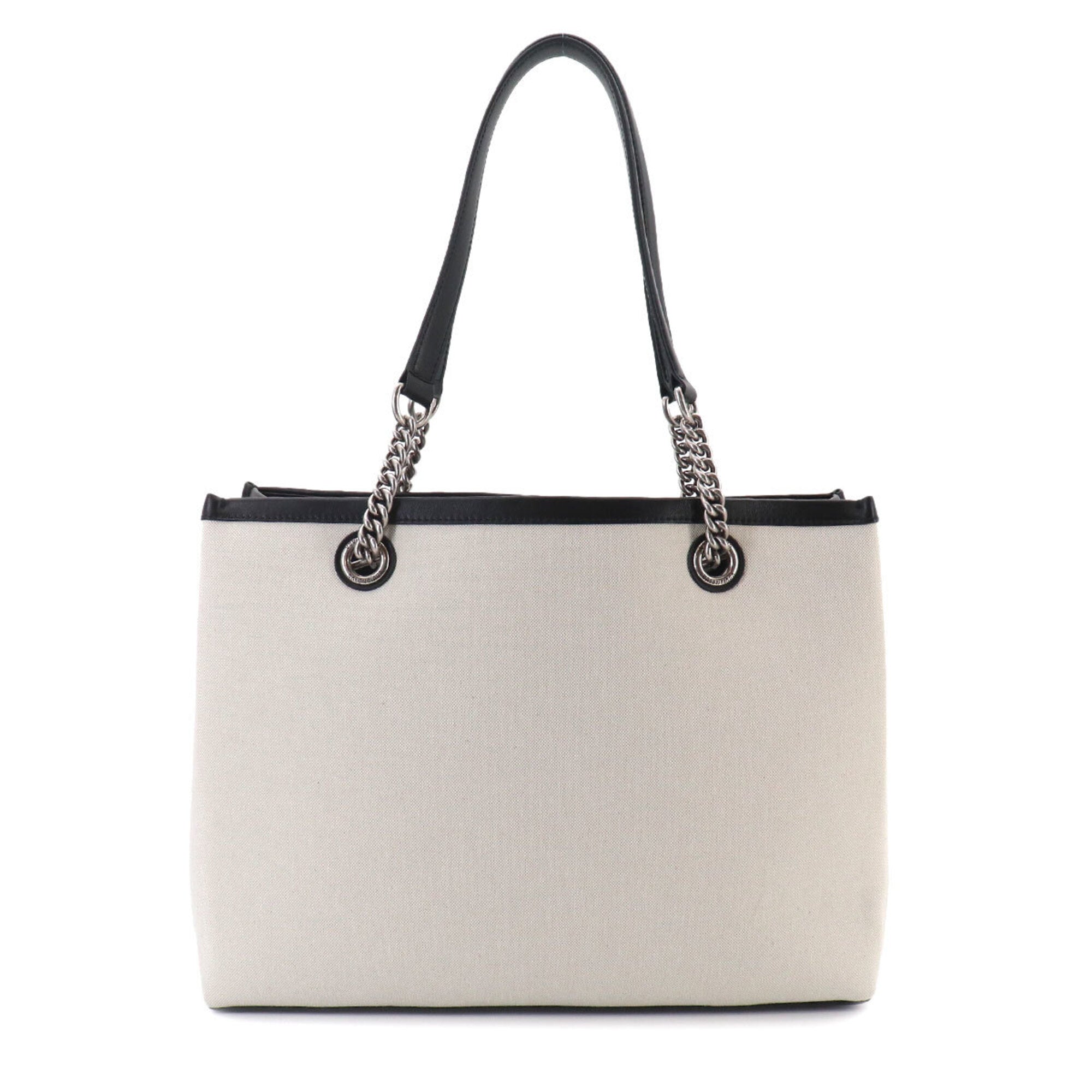 Balenciaga Black White Canvas Leather Handbag Tote Bag (Pre-Owned)