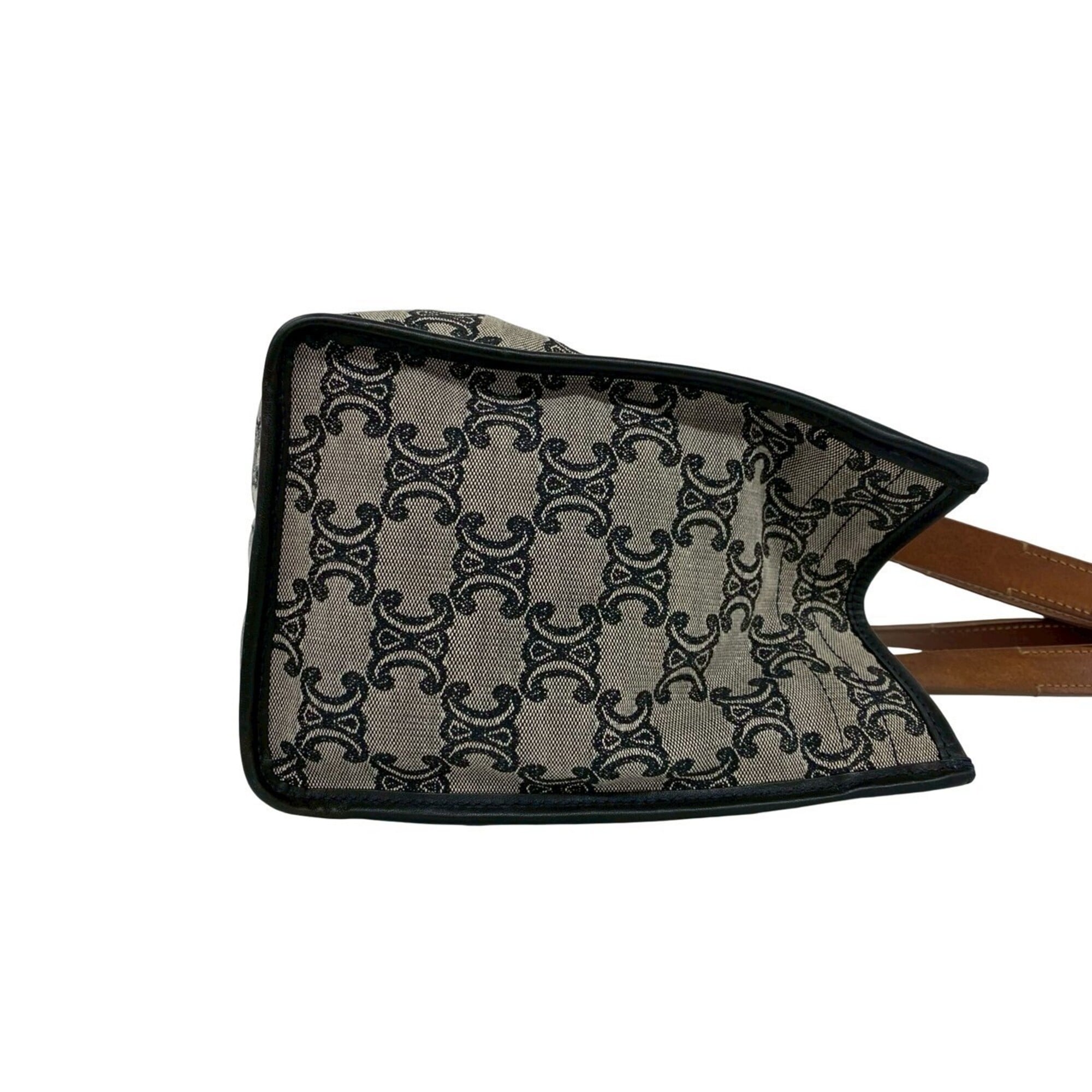 Celine Black Brown Gray Canvas Leather Handbag Tote Bag (Pre-Owned)
