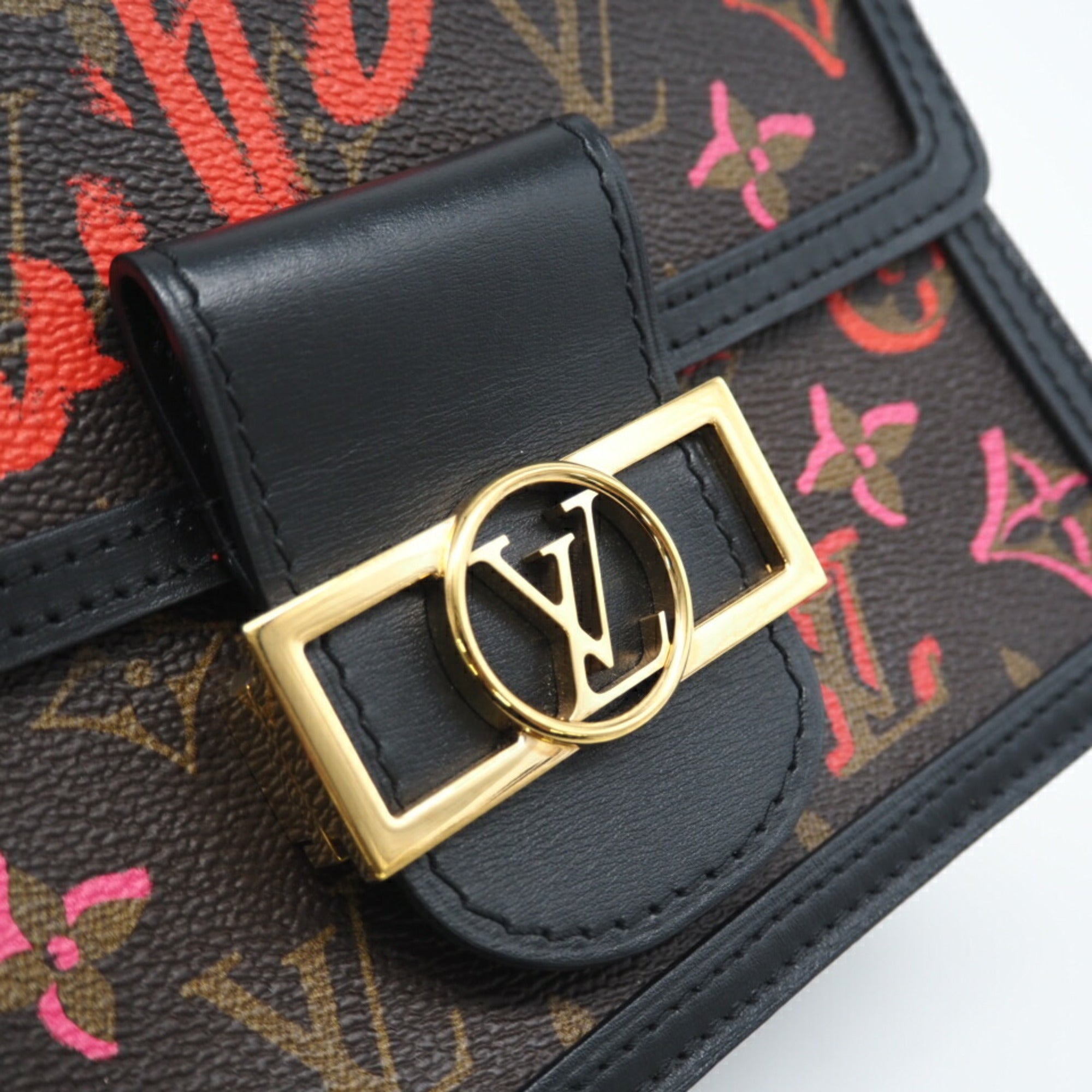 Louis Vuitton Brown Red Color Coated Canvas Shoulder Bag (Pre-Owned)