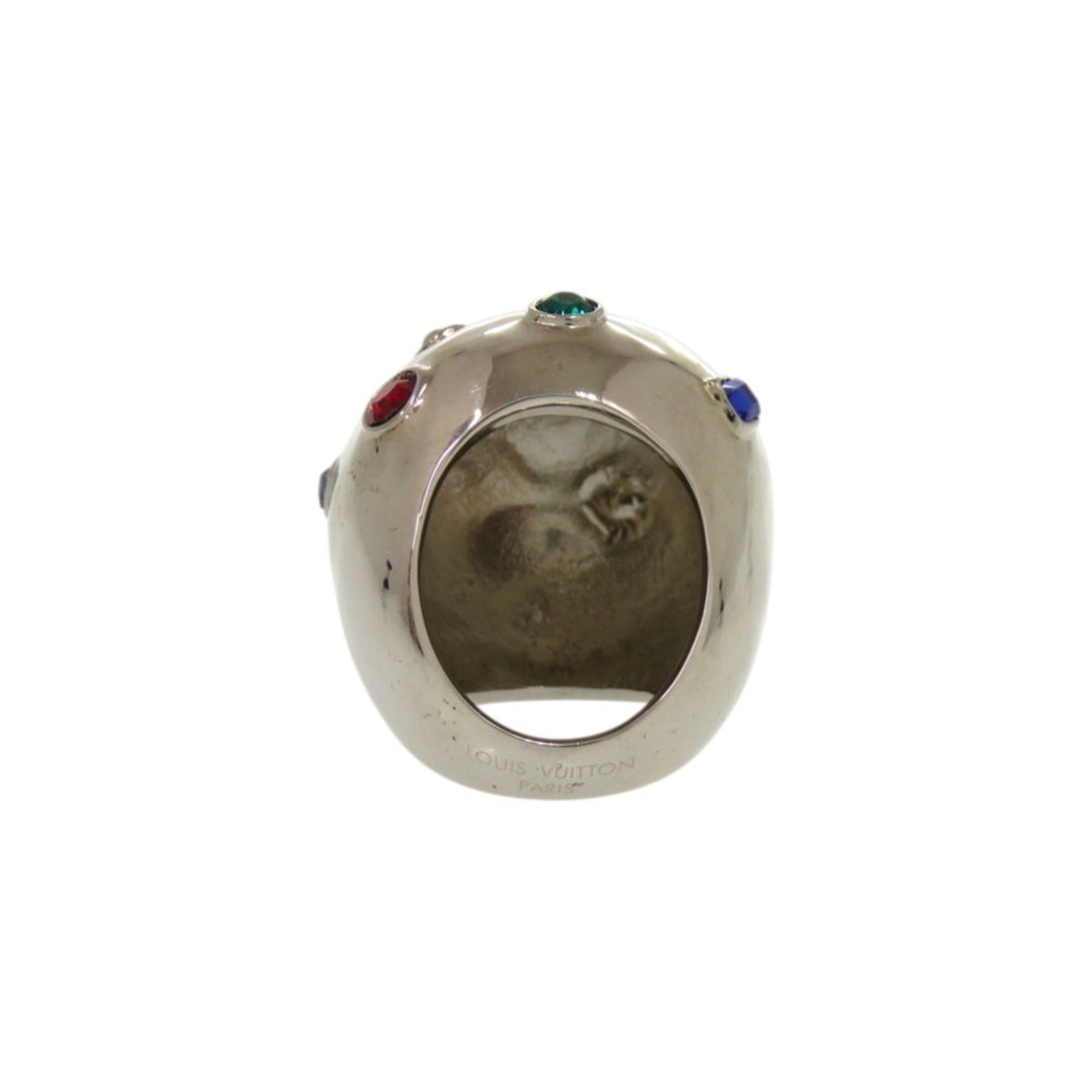 Louis Vuitton Silver Multi-Color Metal Rhinestone Band Ring (Pre-Owned)