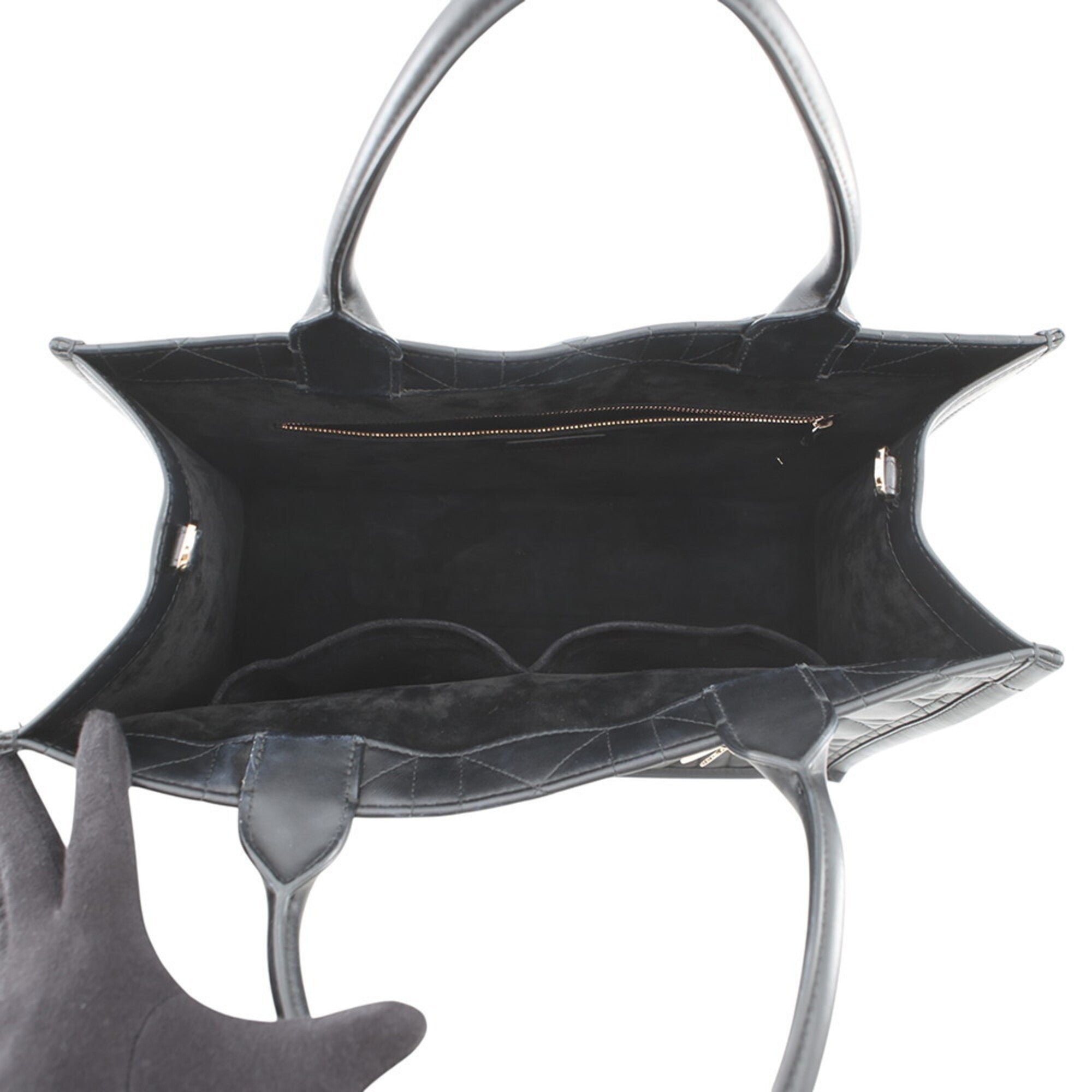 Christian Dior Black Leather Handbag Tote Bag (Pre-Owned)