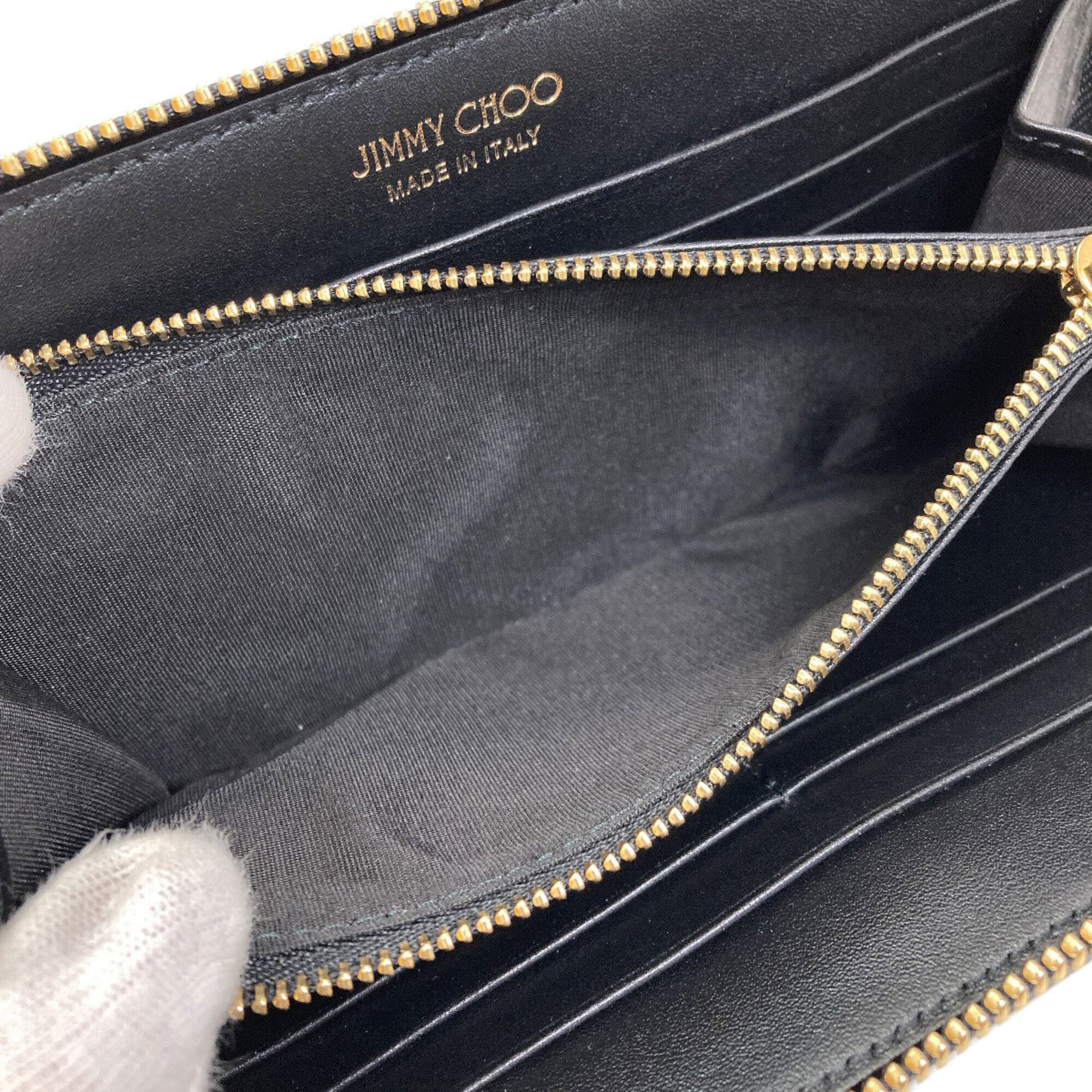 Jimmy Choo Black Leather Long Wallet (Bi-Fold) (Pre-Owned)