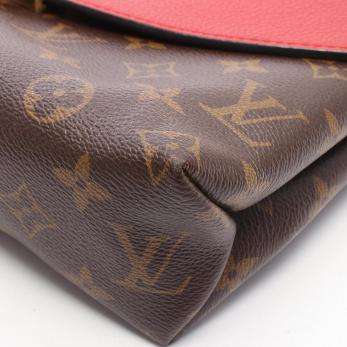Louis Vuitton Brown Cerise Red Color Coated Canvas Leather Handbag Shoulder Bag (Pre-Owned)