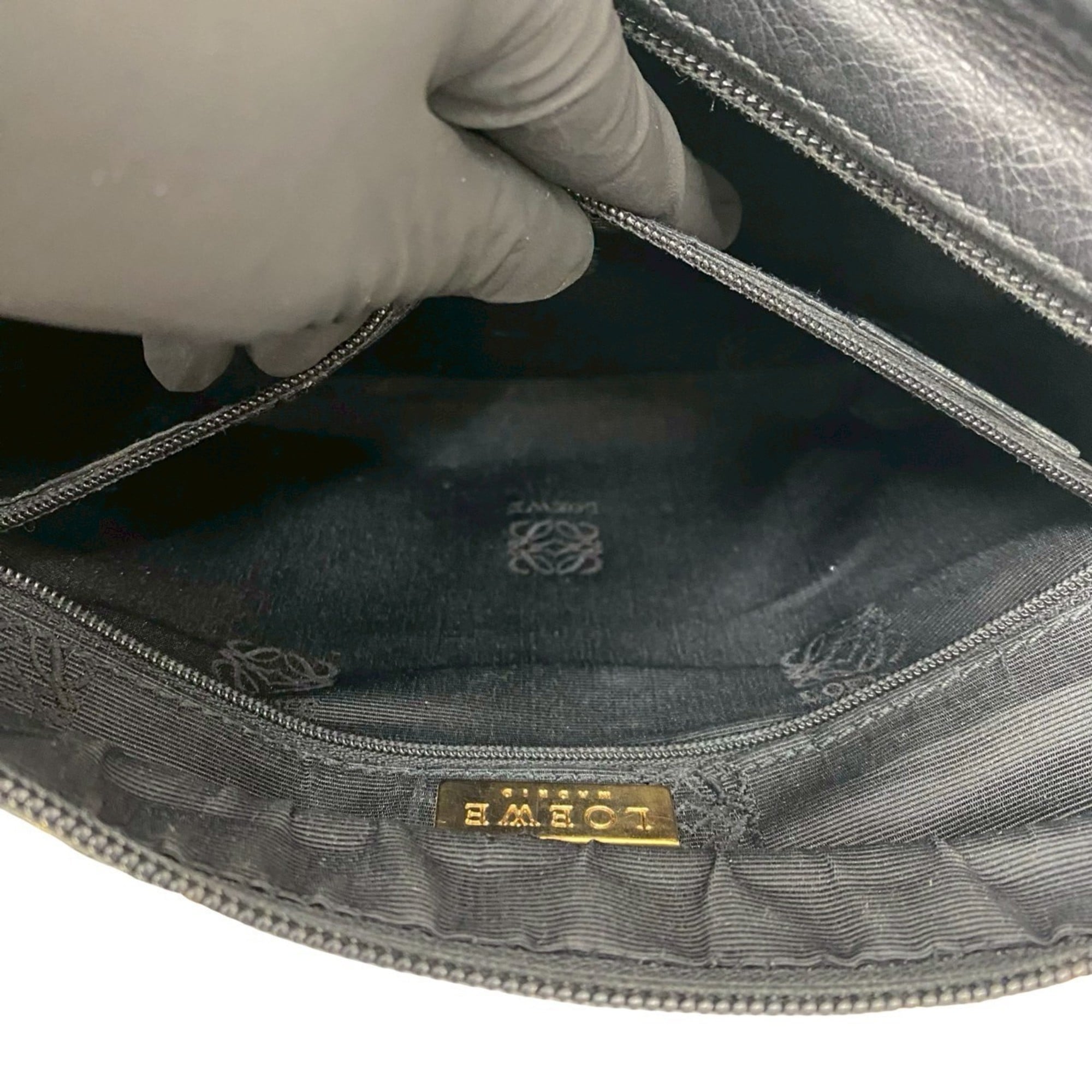 Loewe Black Leather Boston Bag Handbag Tote Bag (Pre-Owned)