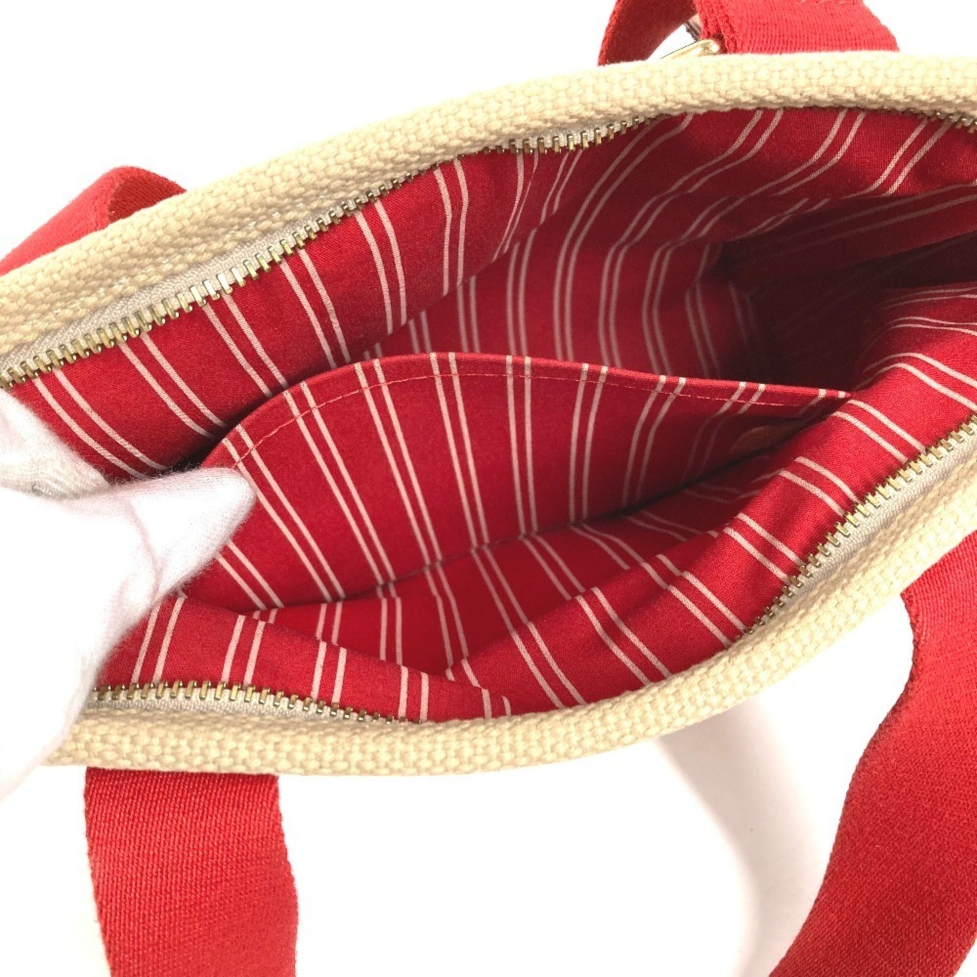 Louis Vuitton Beige Galle Red Color Cotton Handbag Tote Bag (Pre-Owned)