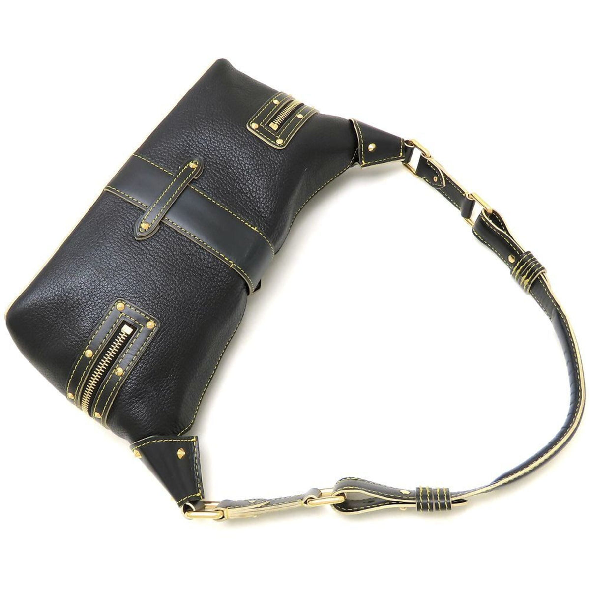 Louis Vuitton Noir Leather Shoulder Bag (Pre-Owned)