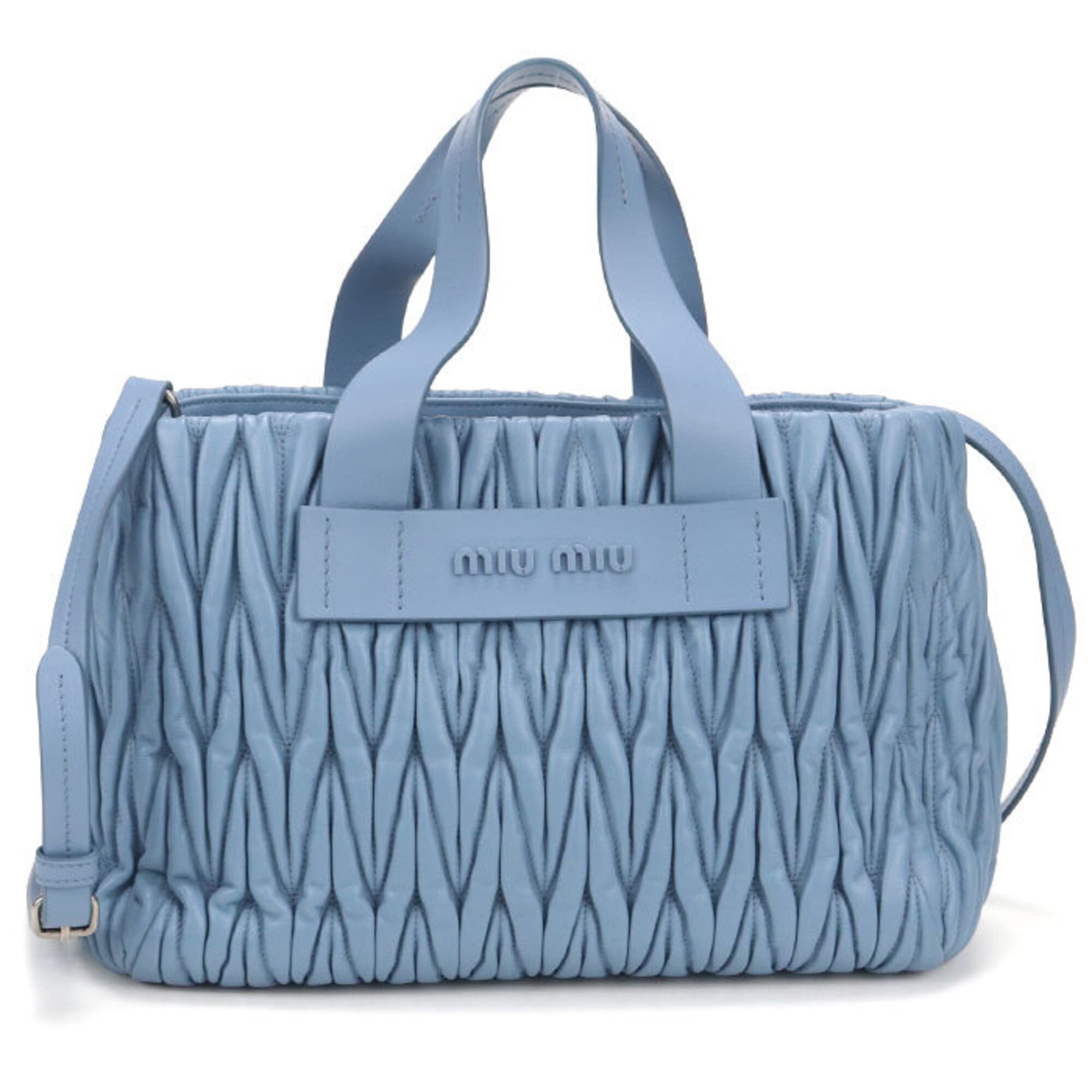 Miu Miu Blue Leather Tote Bag (Pre-Owned)
