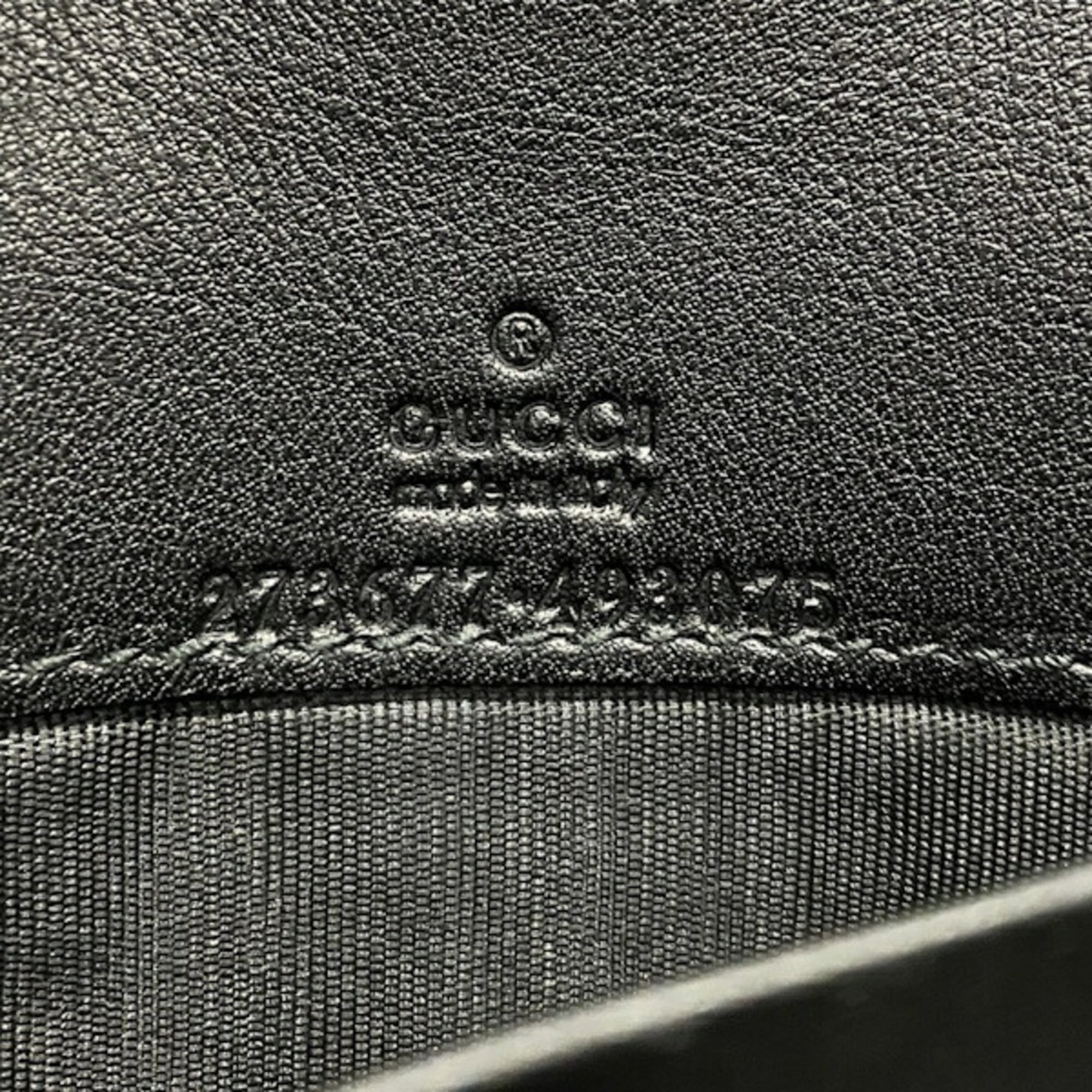 Gucci Black Leather Canvas Long Wallet (Bi-Fold) (Pre-Owned)