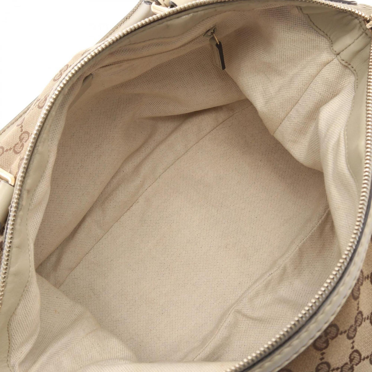 Gucci Beige Ivory Gg Canvas Leather Handbag (Pre-Owned)