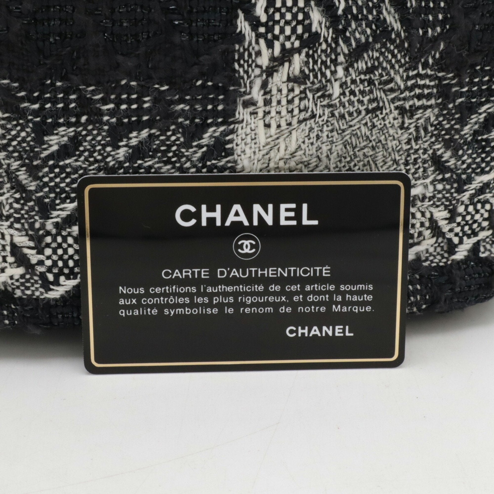 Chanel Black White Tweed Leather Handbag Vanity Bag (Pre-Owned)
