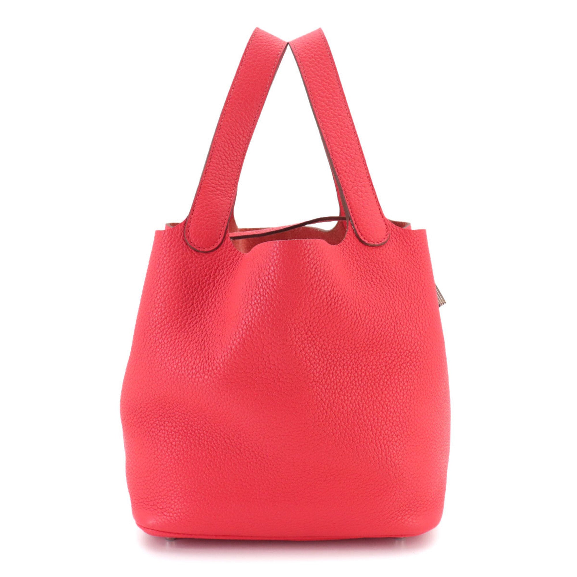 Hermes Red Color Taurillon Clemence Leather Handbag (Pre-Owned)