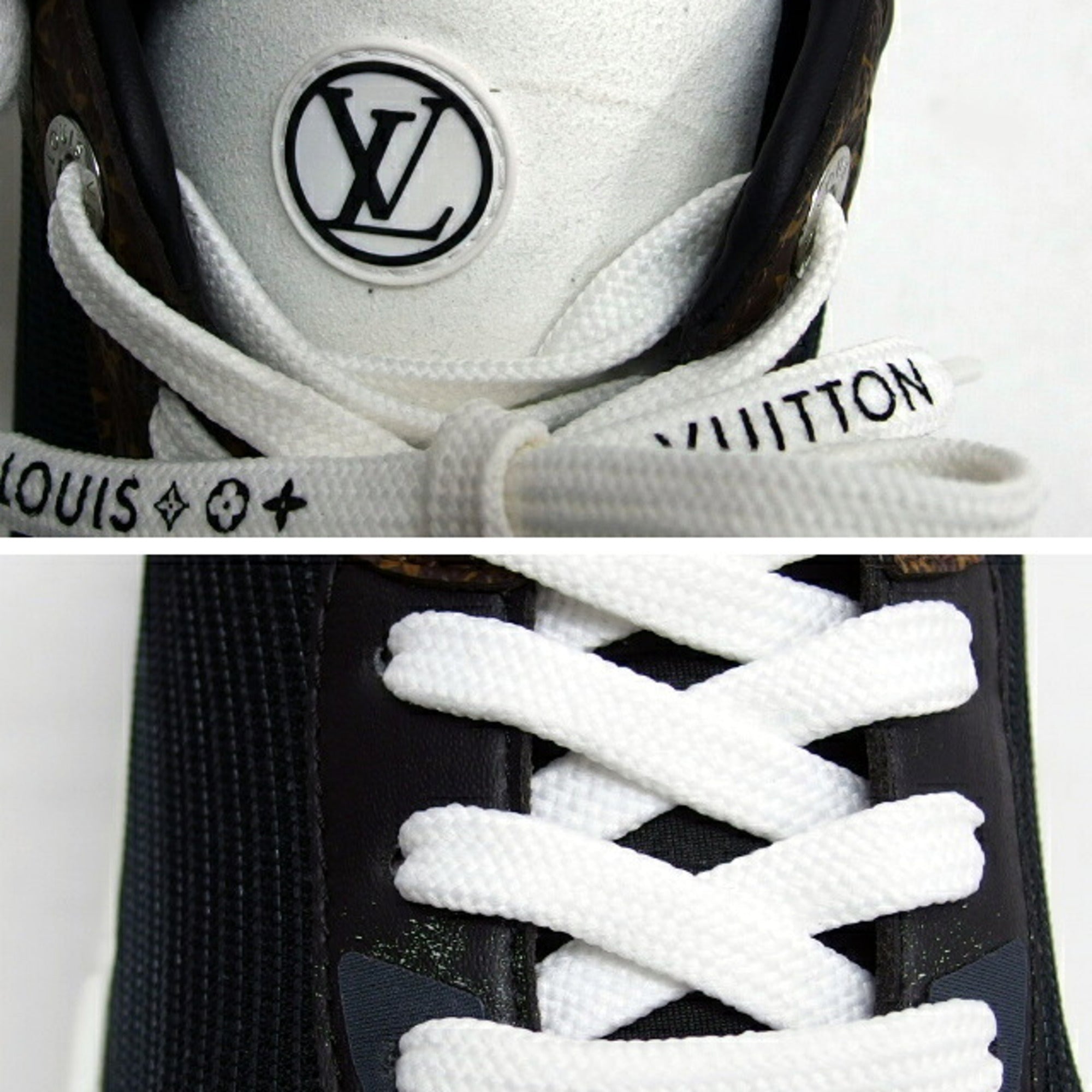 Louis Vuitton Black Dark Brown White Sneakers (Pre-Owned)