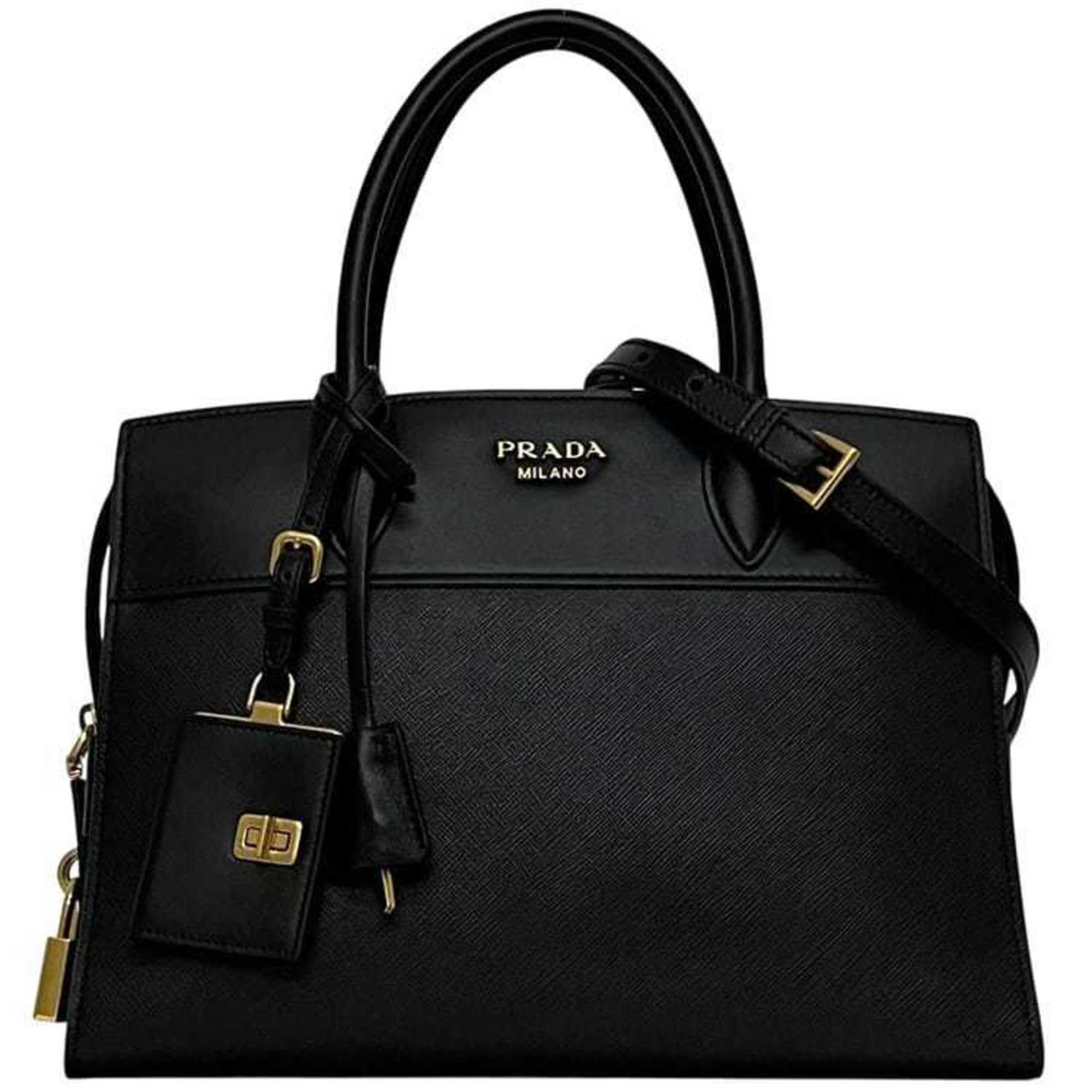 Prada Black Nero Leather Handbag Shoulder Bag (Pre-Owned)