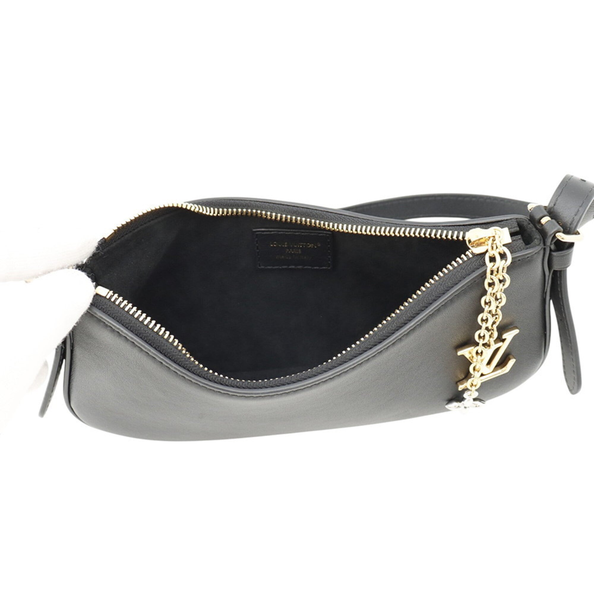 Louis Vuitton Noir Leather Pochette Shoulder Bag (Pre-Owned)