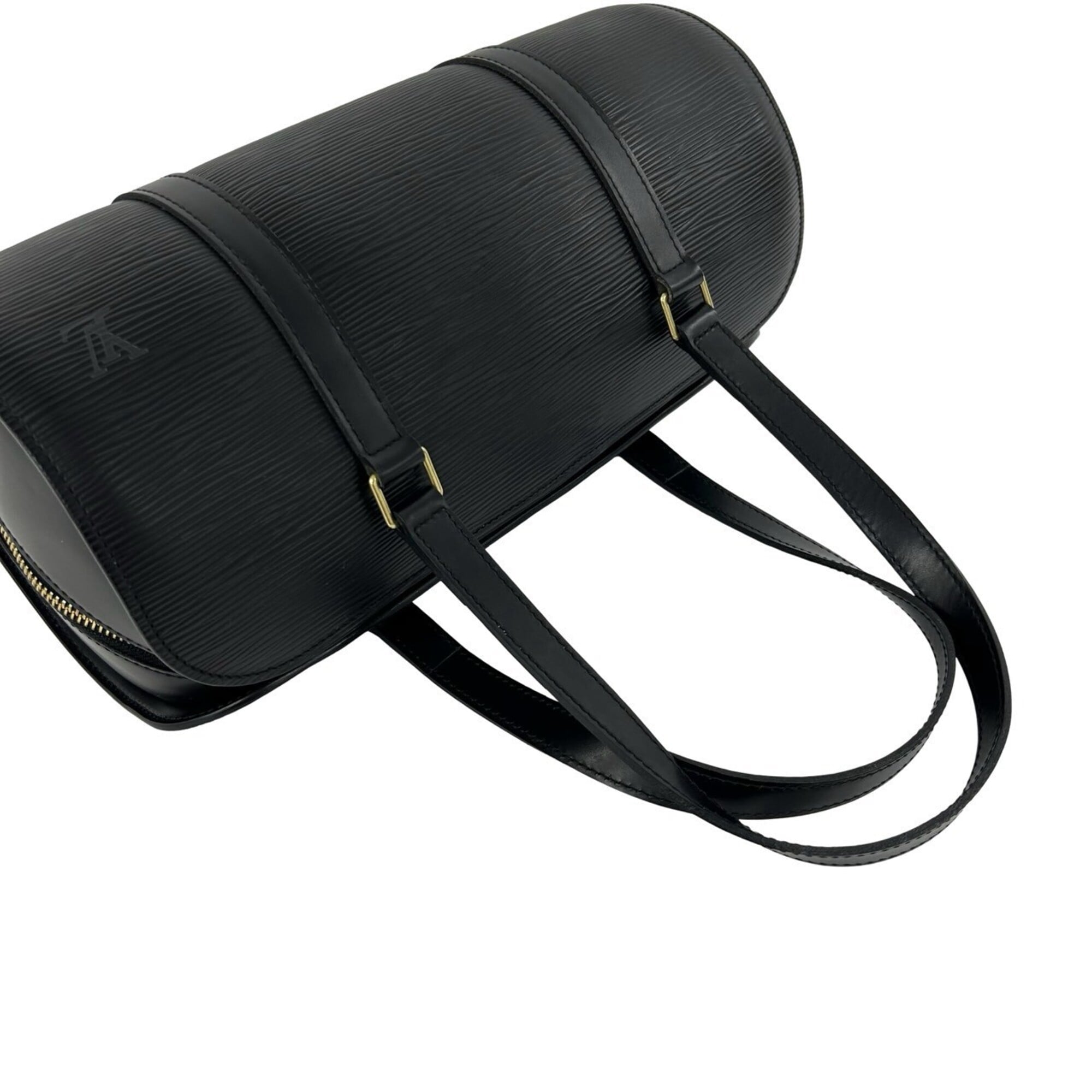 Louis Vuitton Black Leather Boston Bag Handbag (Pre-Owned)