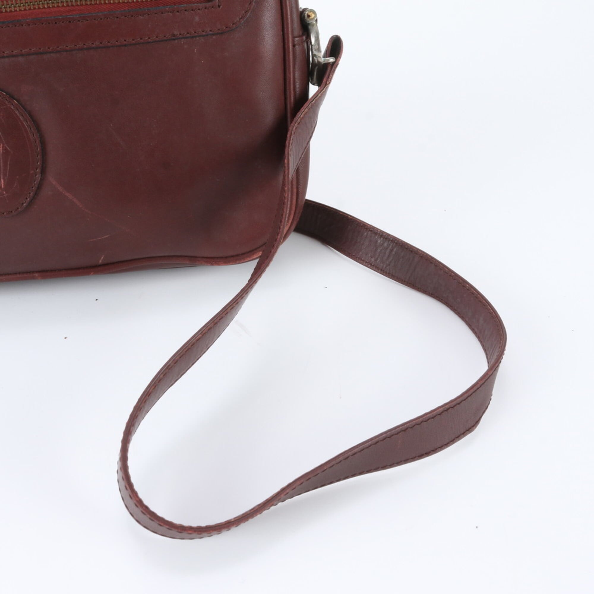 Cartier Bordeaux Leather Crossbody Bag Shoulder Bag (Pre-Owned)