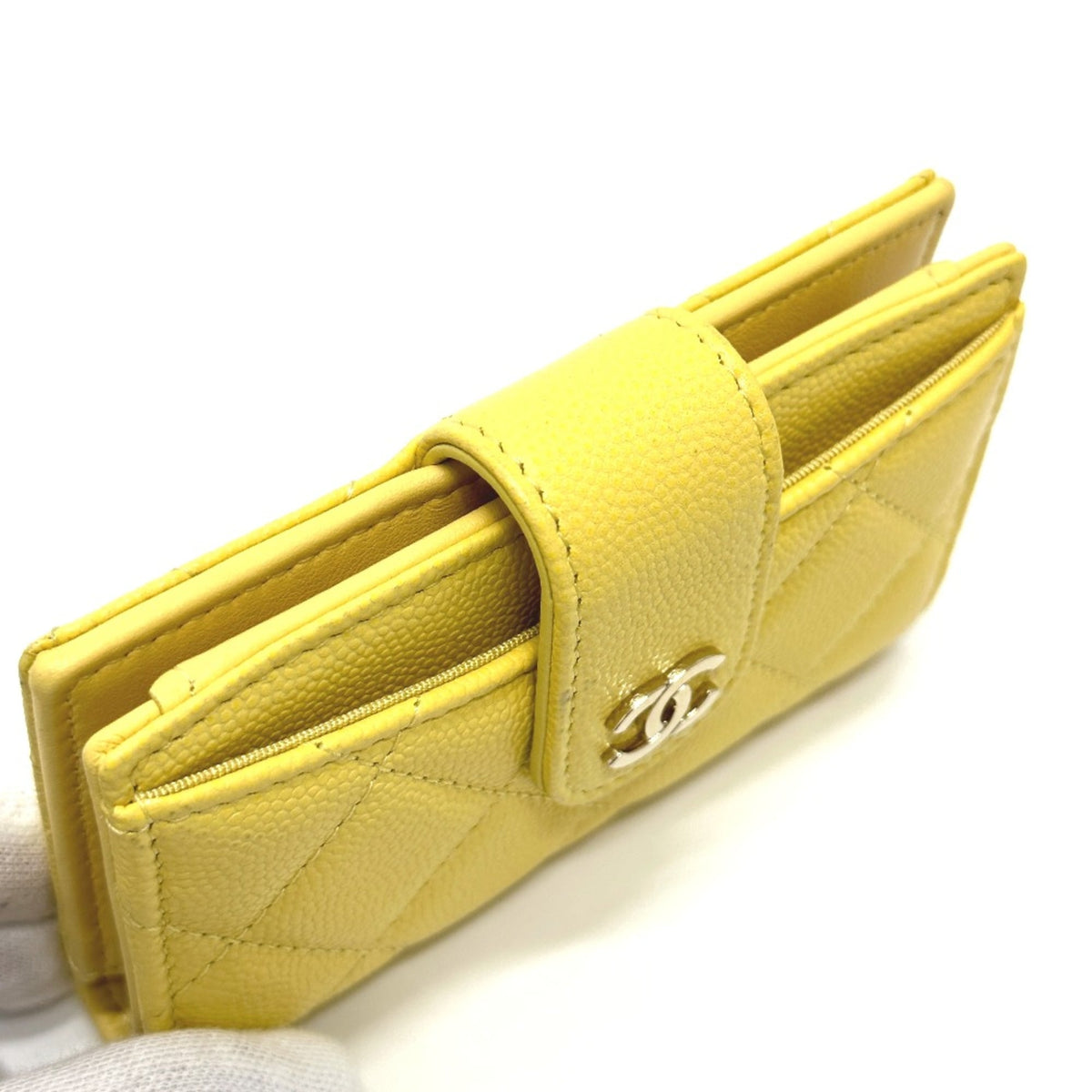 Chanel Yellow Leather Coin Purse/Coin Case (Pre-Owned)