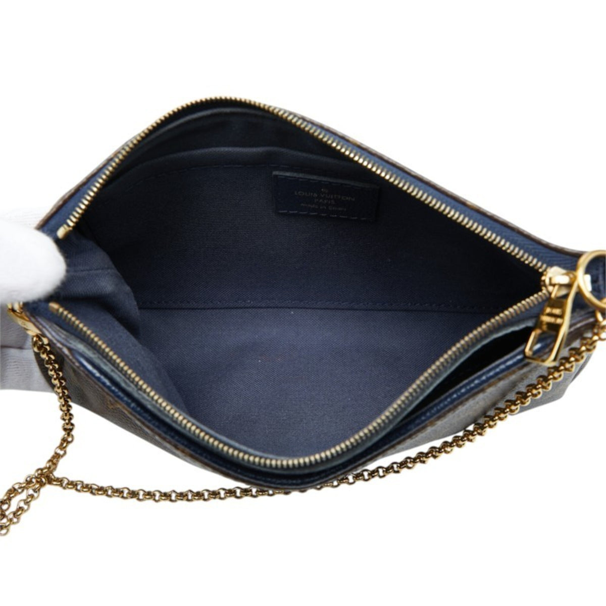 Louis Vuitton Brown Navy Navy Blue Pvc Leather Handbag Pouch Shoulder Bag (Pre-Owned)