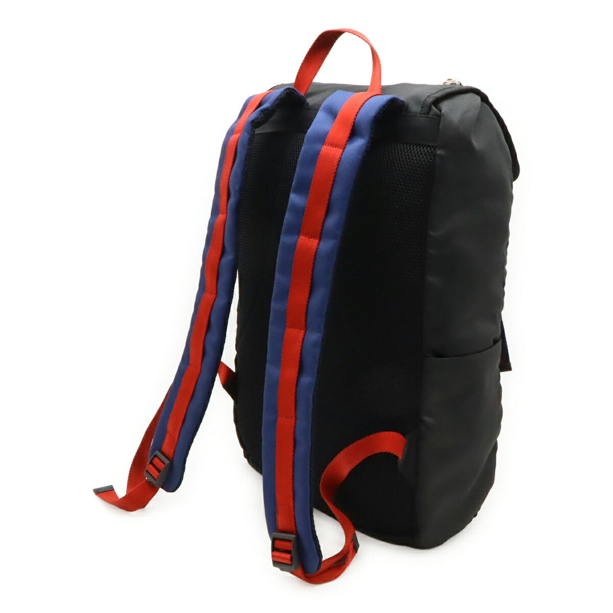 Gucci Black Green Navy Red Color Canvas Leather Backpack (Pre-Owned)
