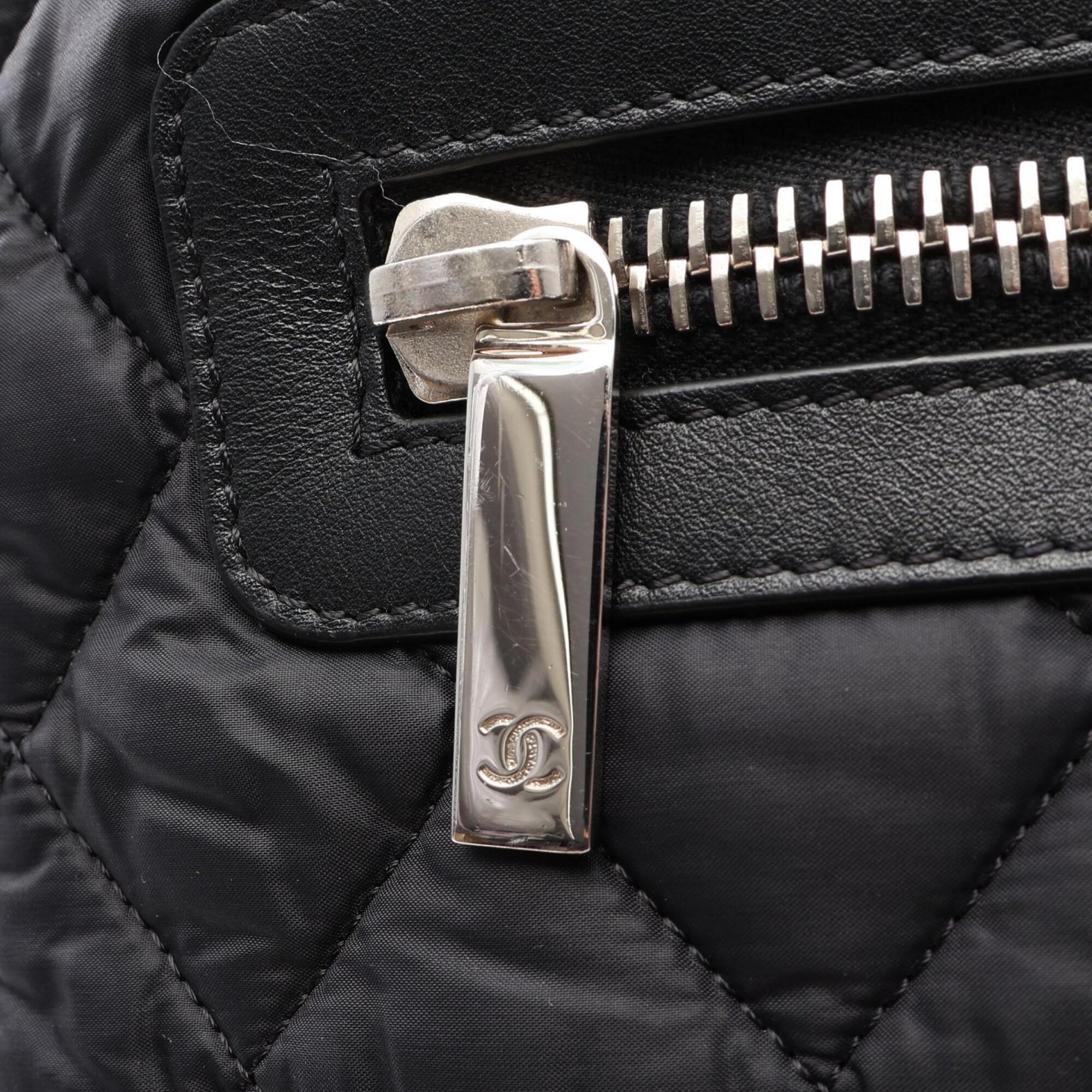 Chanel Coco Cocoon Black Nylon Leather Handbag Tote Bag (Pre-Owned)