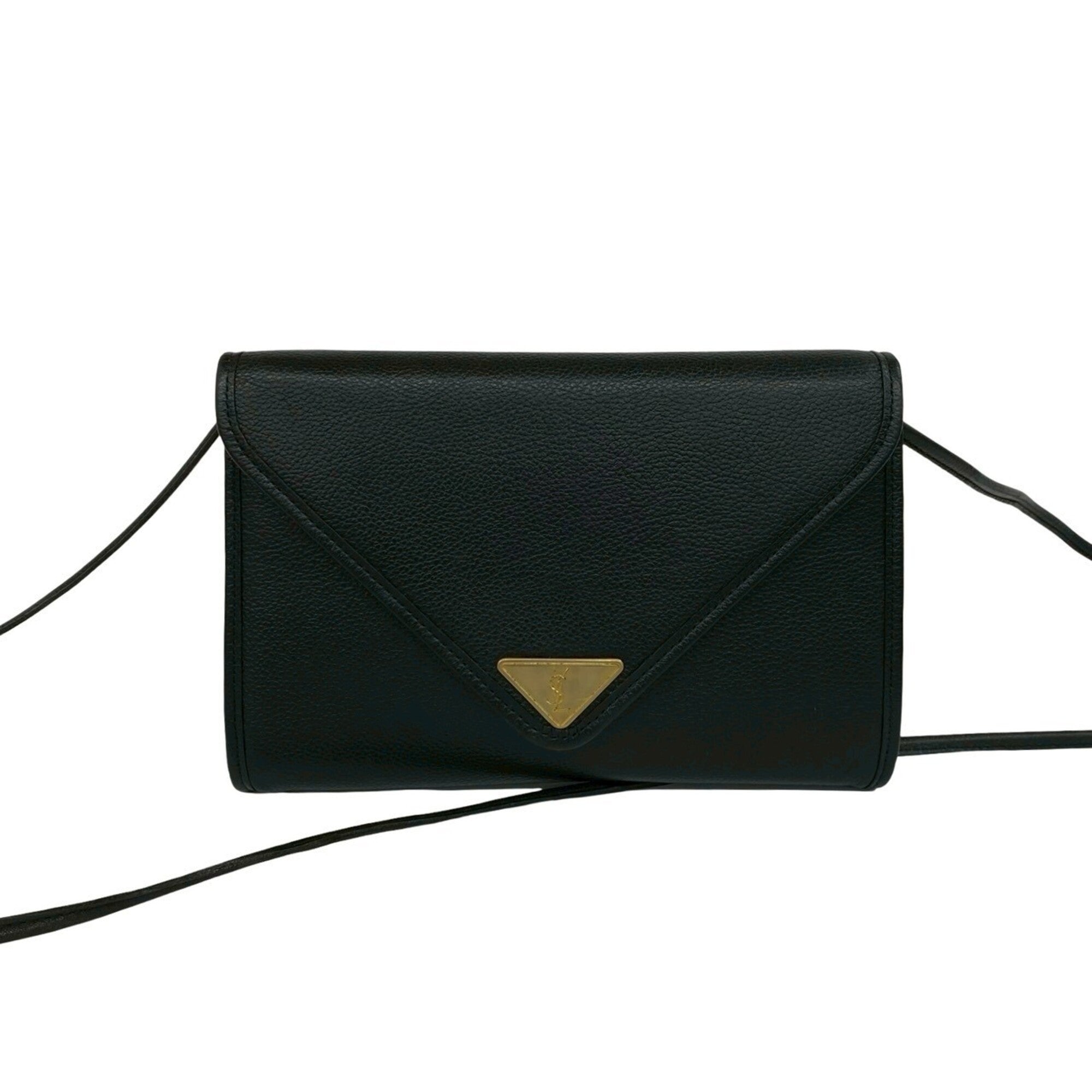 Yves Saint Laurent Black Leather Pochette Shoulder Bag (Pre-Owned)