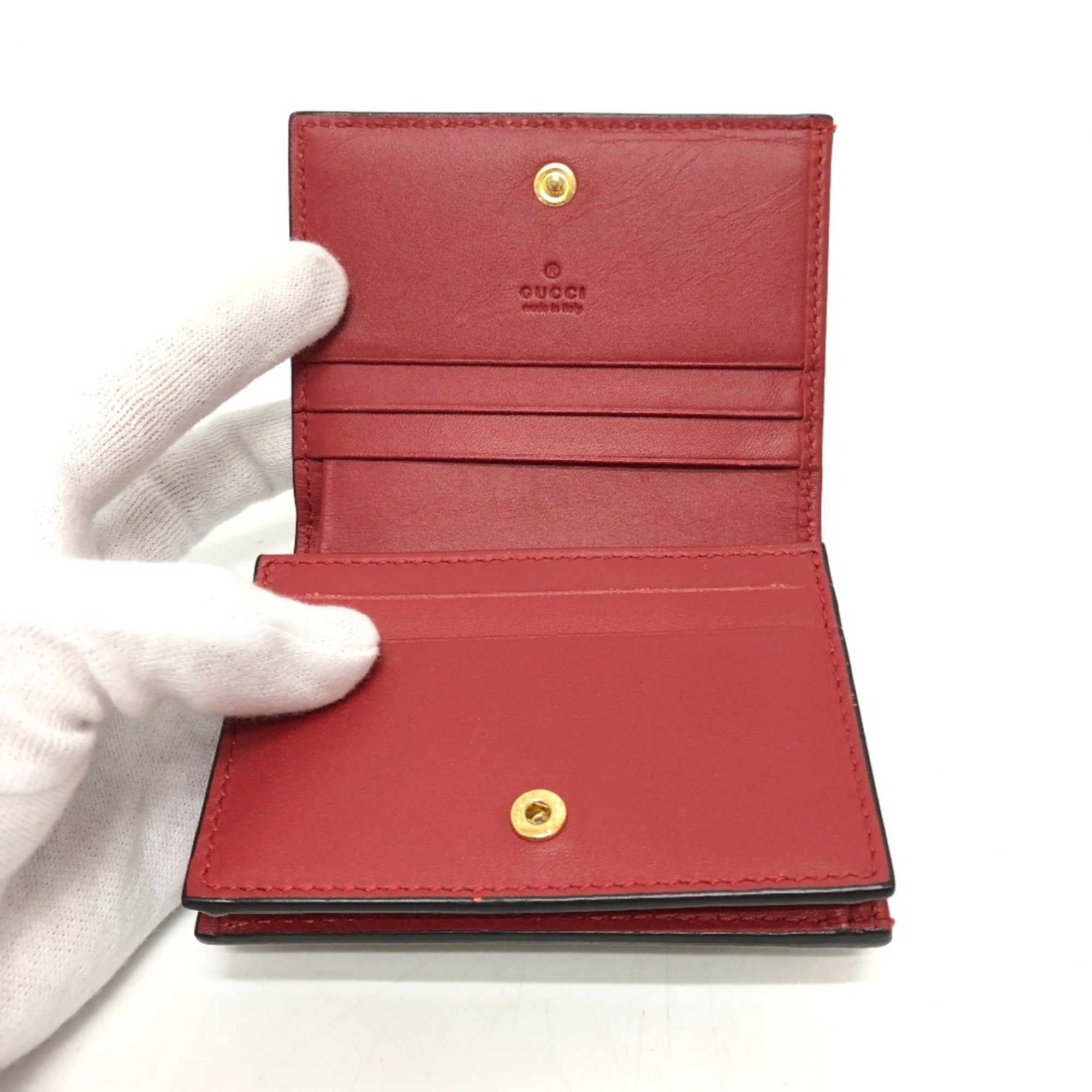 Gucci Beige Red Color Gg Supreme Canvas Wallet (Bi-Fold) (Pre-Owned)