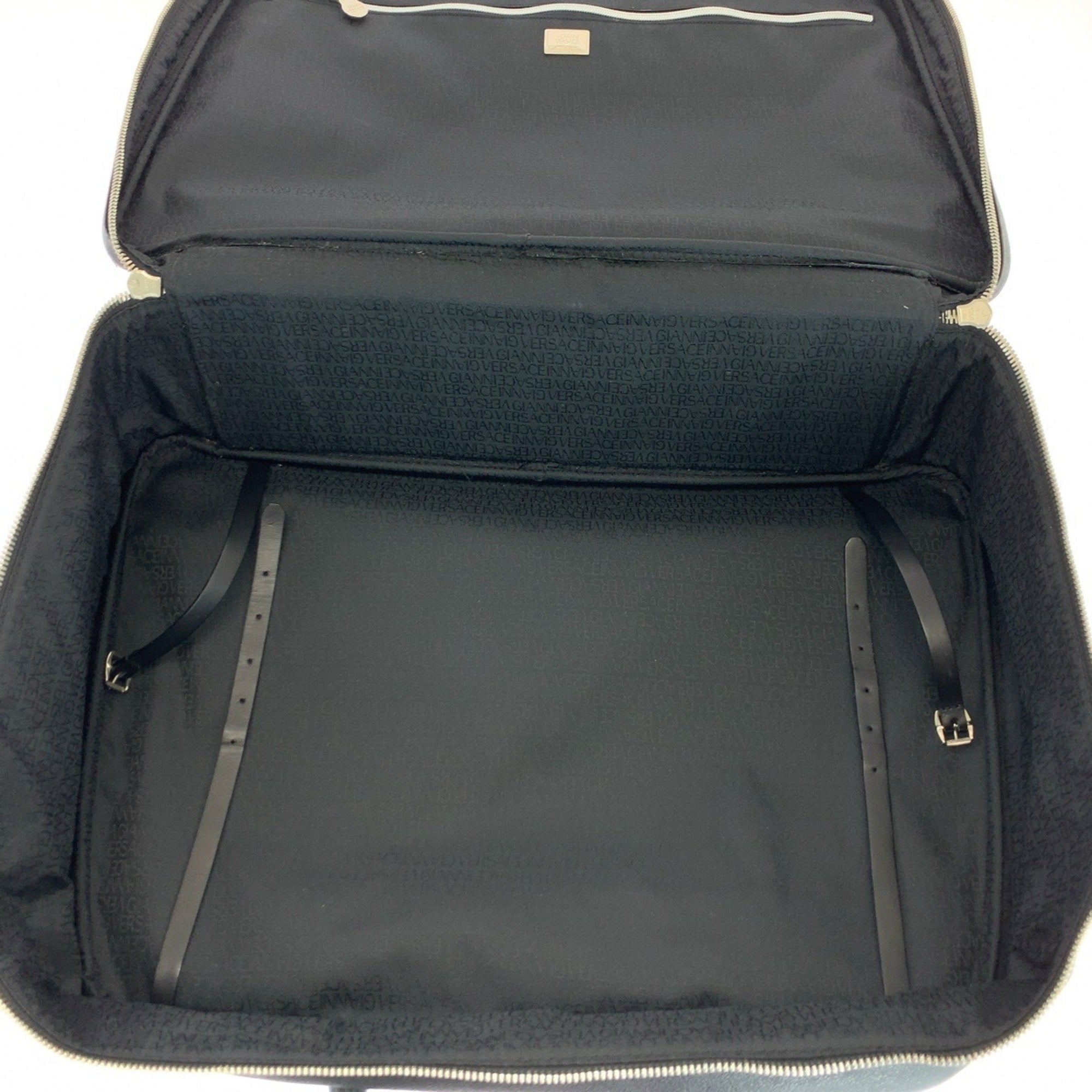 Versace Black Leather Boston Bag Handbag (Pre-Owned)