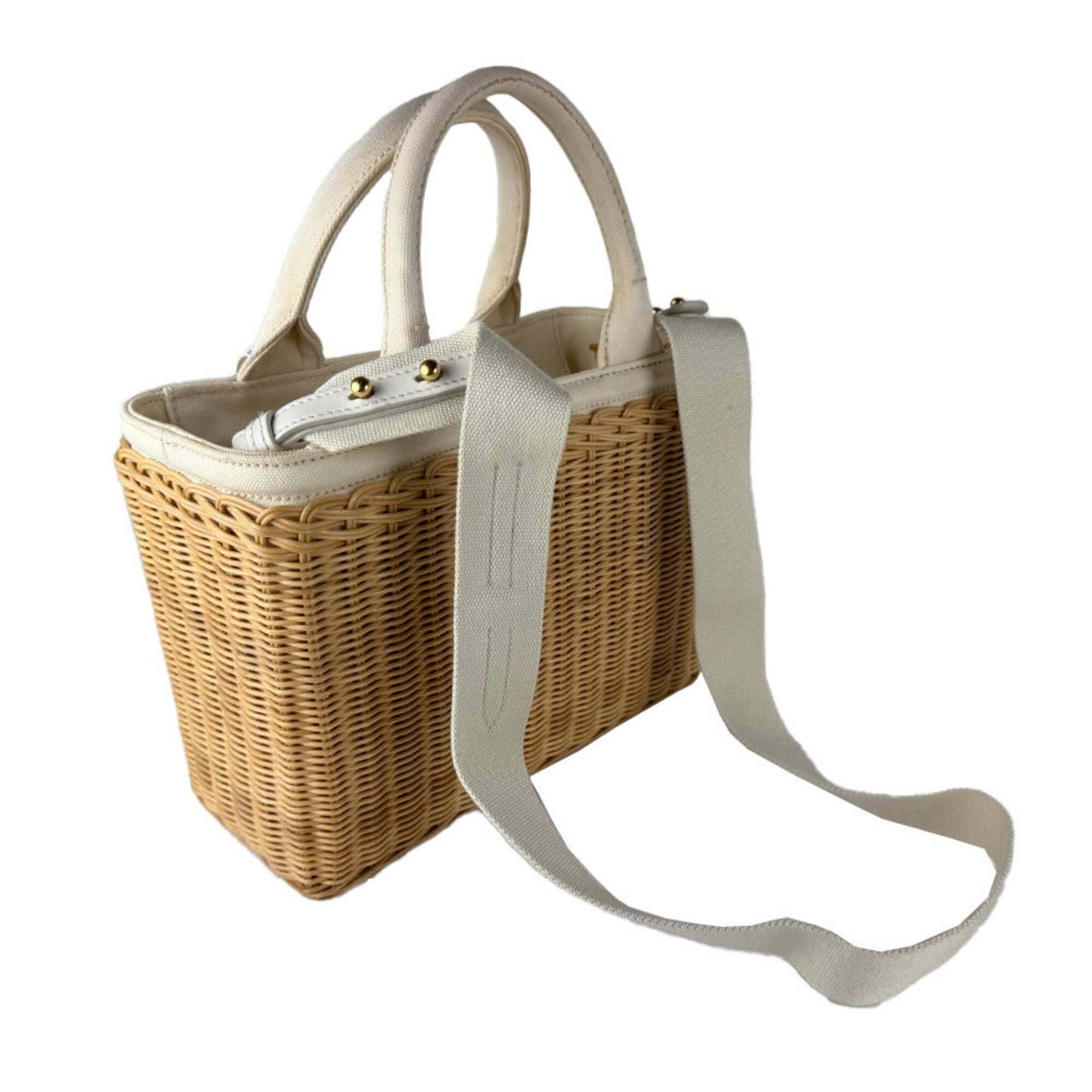 Prada Ivory Canvas Handbag Shoulder Bag (Pre-Owned)