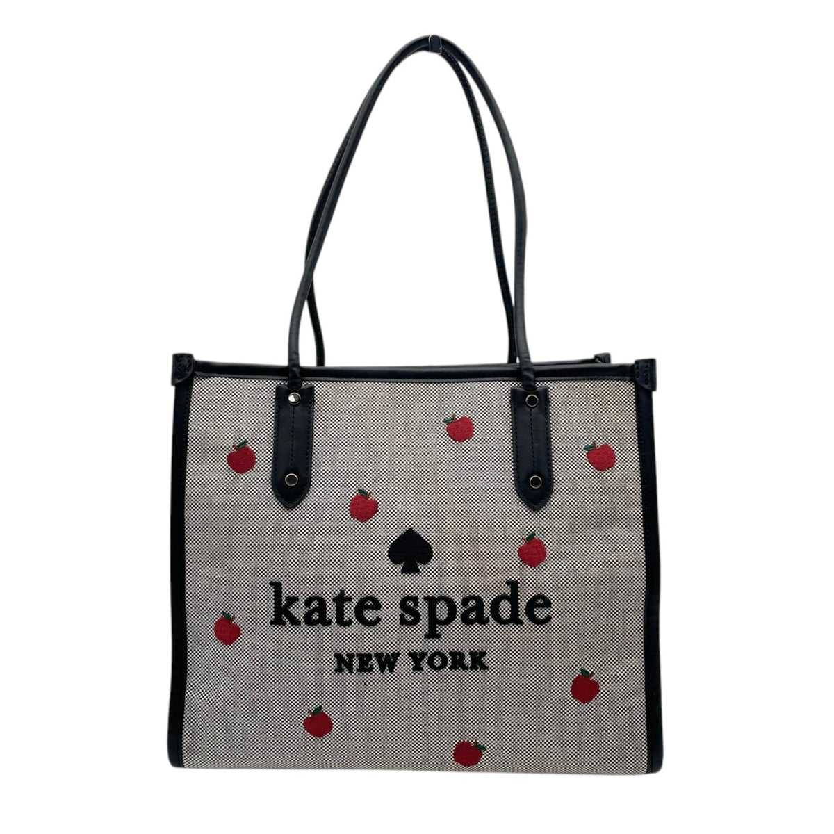 Kate Spade Black Gray Canvas Leather Handbag Tote Bag (Pre-Owned)