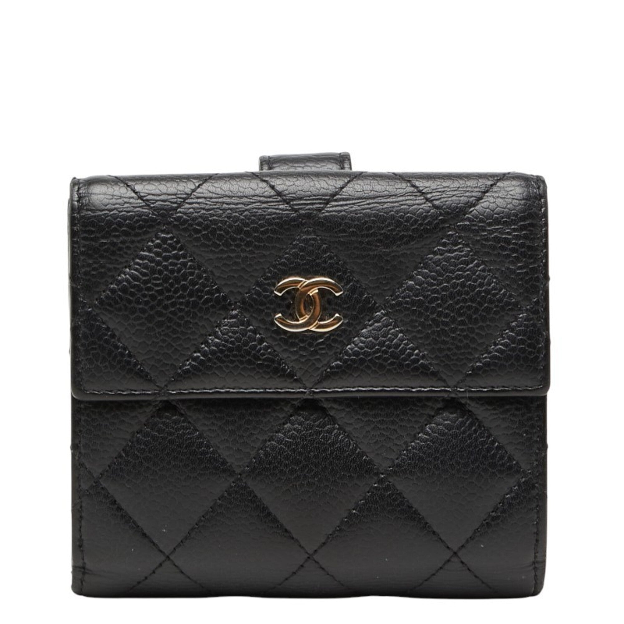 Chanel Black Grained Calfskin Wallet (Bi-Fold) (Pre-Owned)
