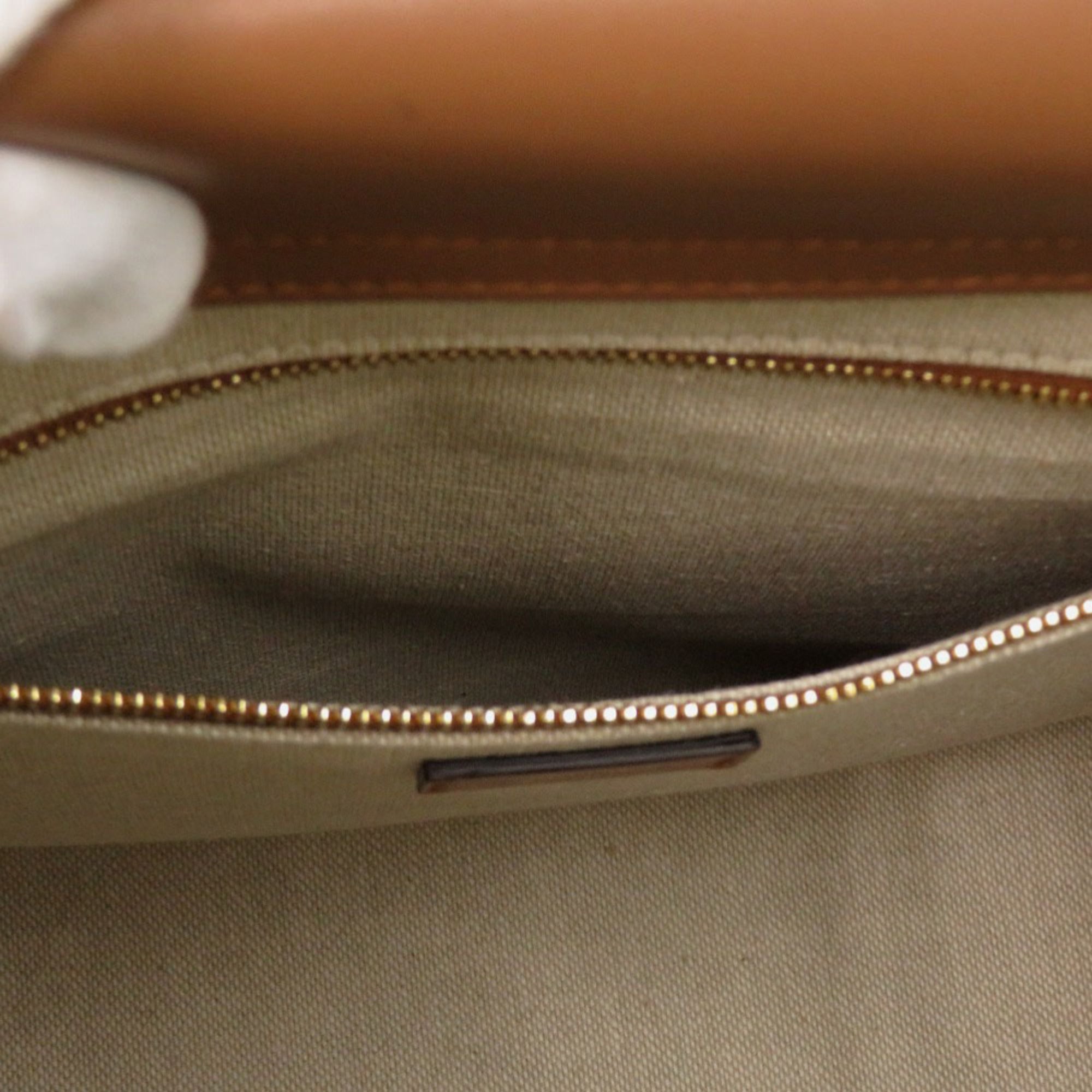 Jimmy Choo Brown Canvas Leather Shoulder Bag (Pre-Owned)