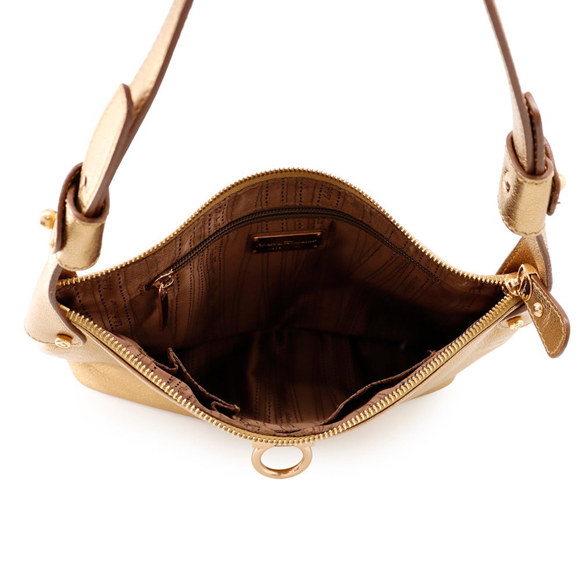Salvatore Ferragamo Gold Leather Handbag Shoulder Bag (Pre-Owned)