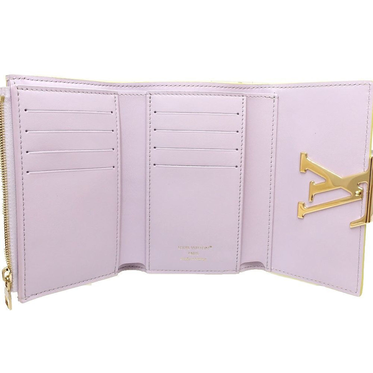 Louis Vuitton Lemon Yellow Leather Wallet (Tri-Fold) (Pre-Owned)