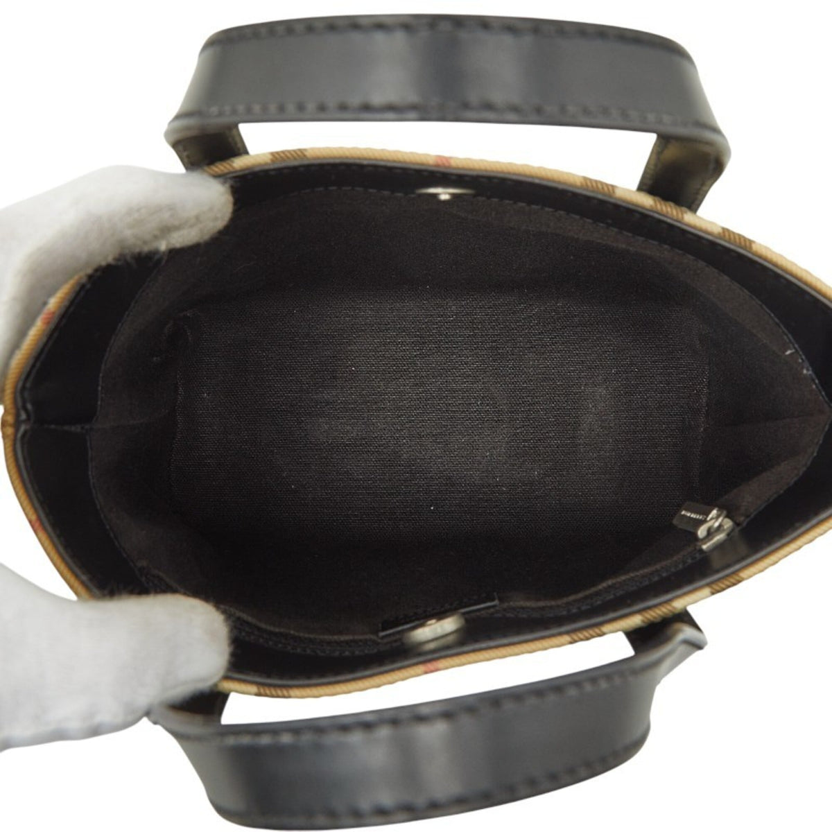 Burberry Beige Black Pvc Leather Handbag (Pre-Owned)