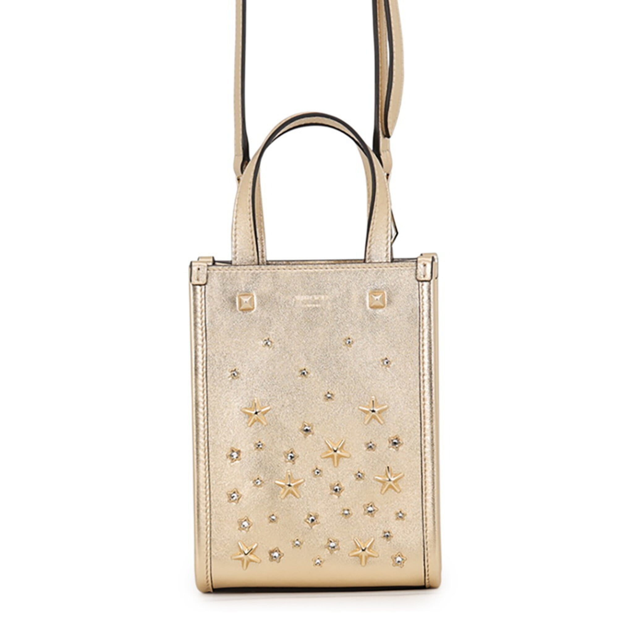 Jimmy Choo Gold Rhinestone Leather Handbag Shoulder Bag (Pre-Owned)