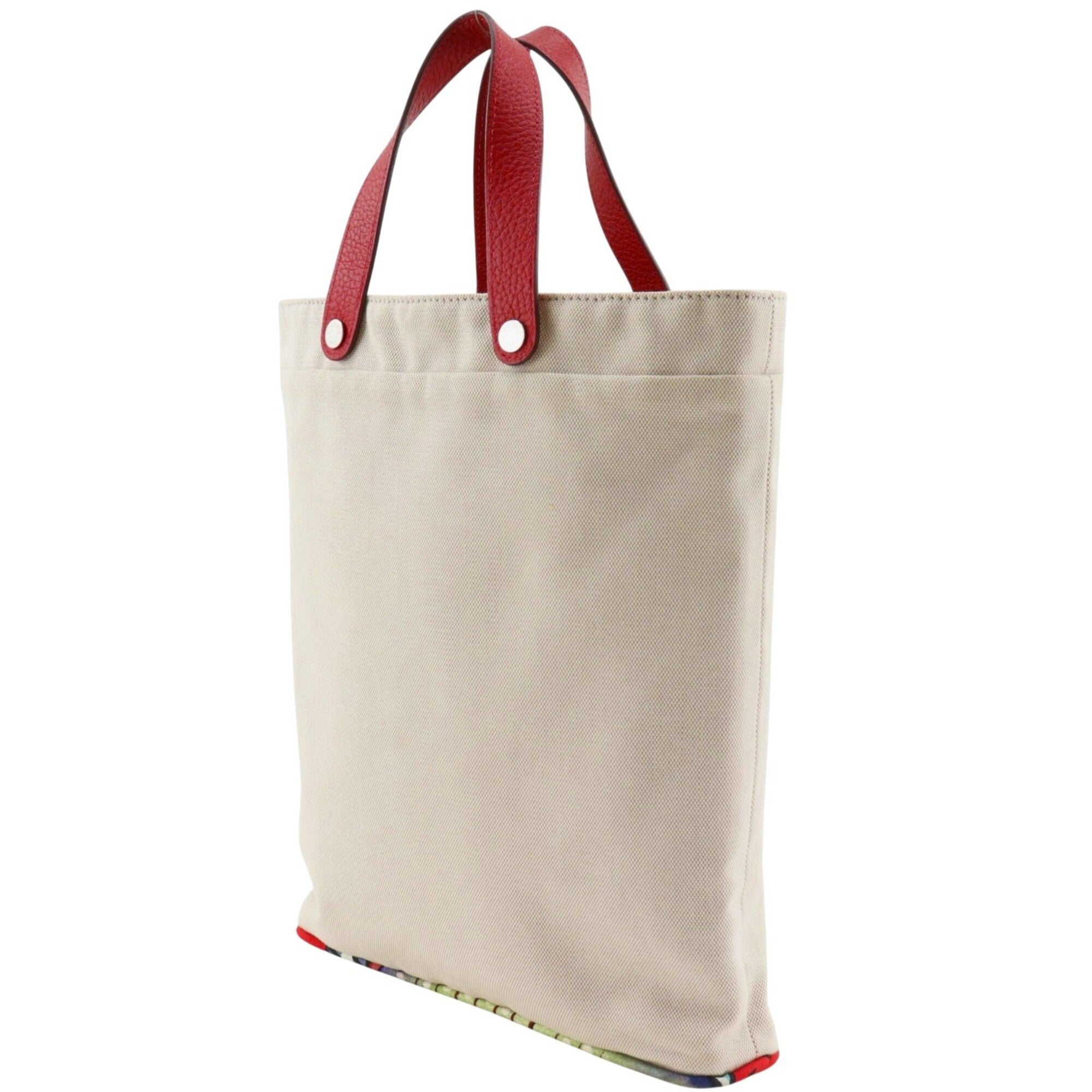 Hermes Beige Toile H Silk Handbag Tote Bag (Pre-Owned)