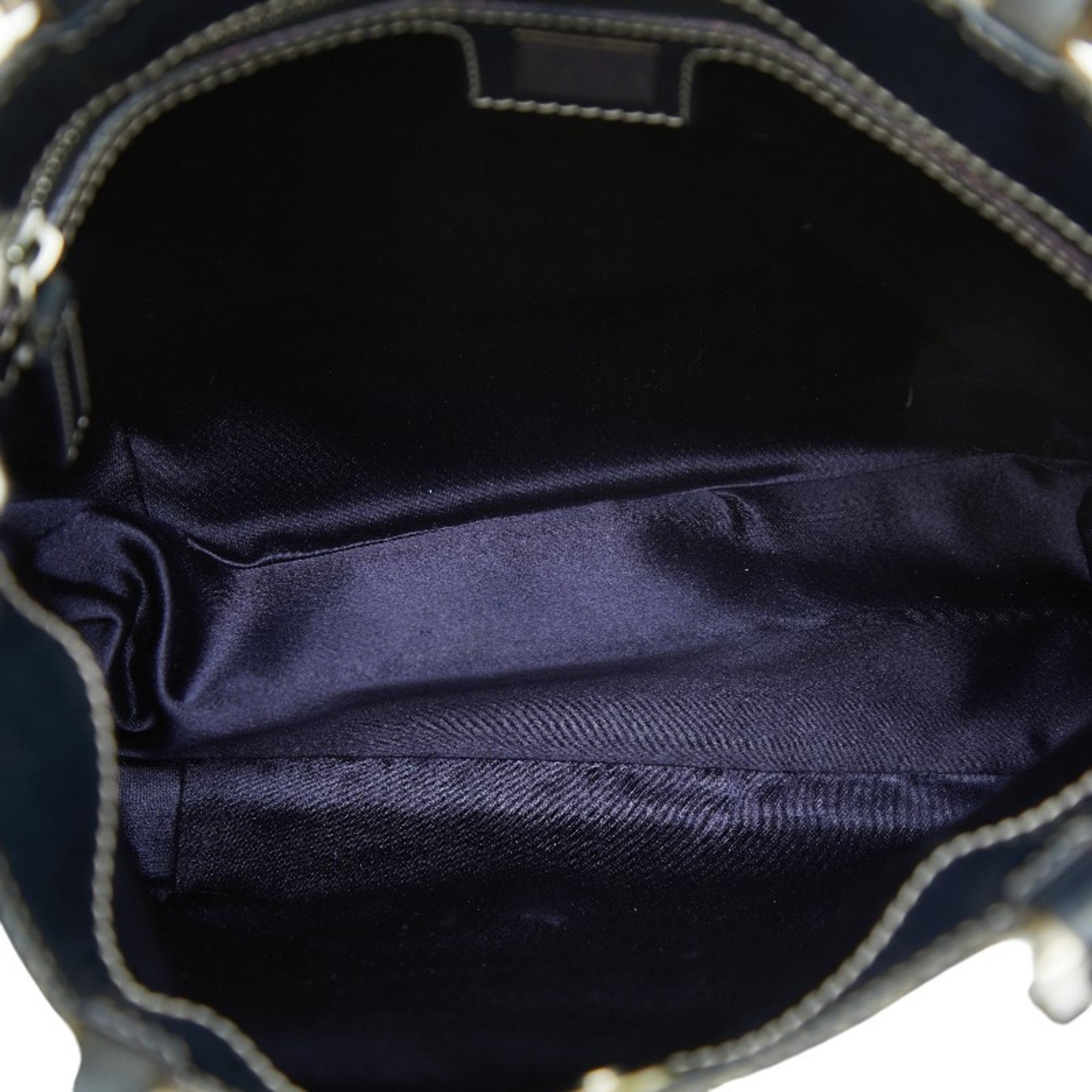 Fendi Gray Navy Canvas Leather Handbag Shoulder Bag Tote Bag (Pre-Owned)