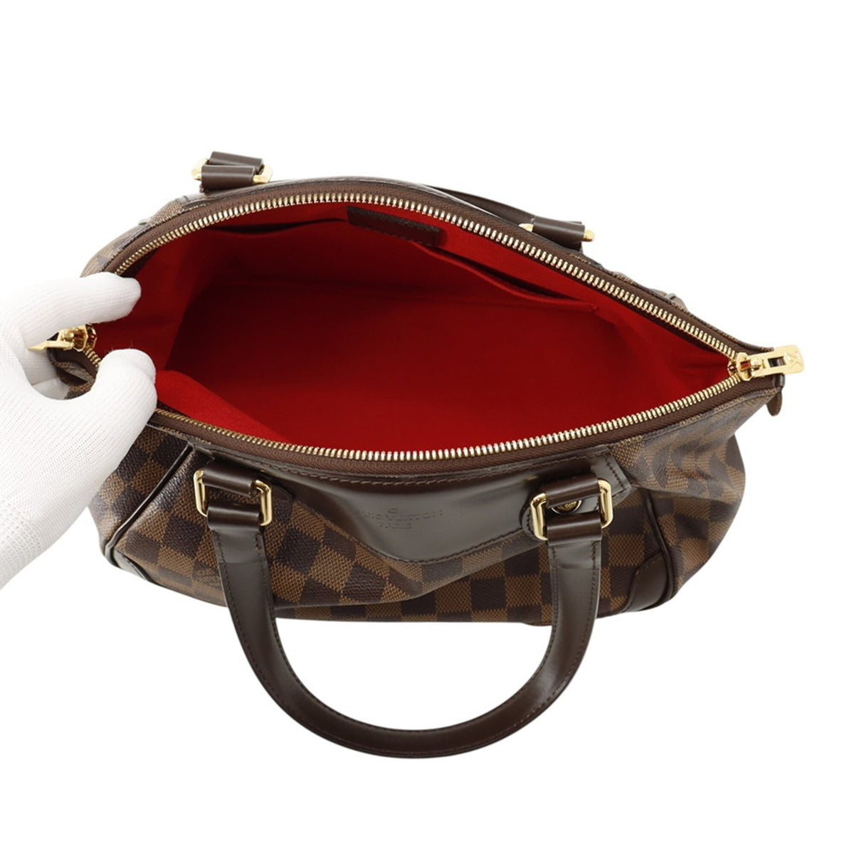 Louis Vuitton Damier Damier Canvas Ebene Red Color Damier Canvas Handbag (Pre-Owned)