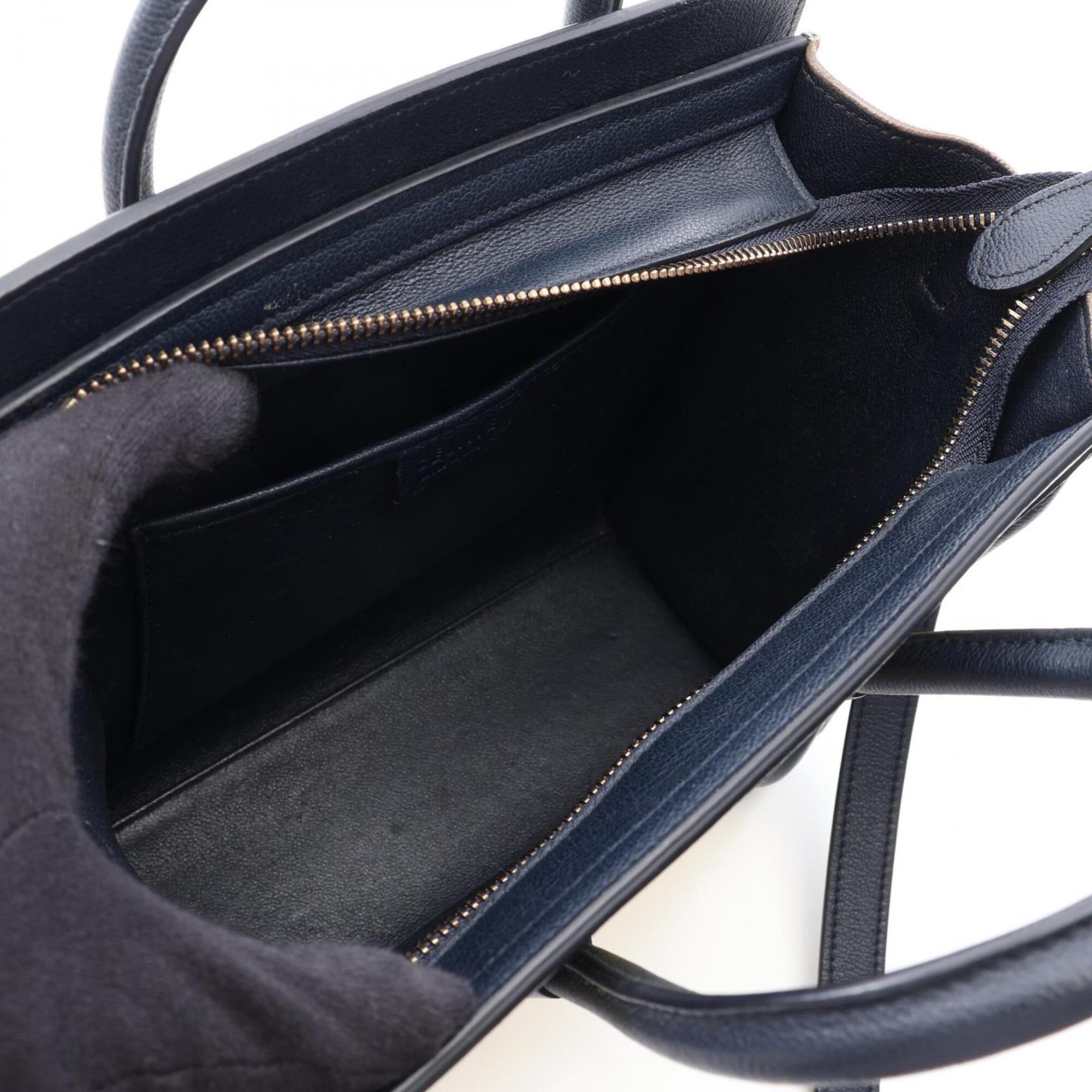 Celine Gray Navy Yellow Leather Handbag (Pre-Owned)
