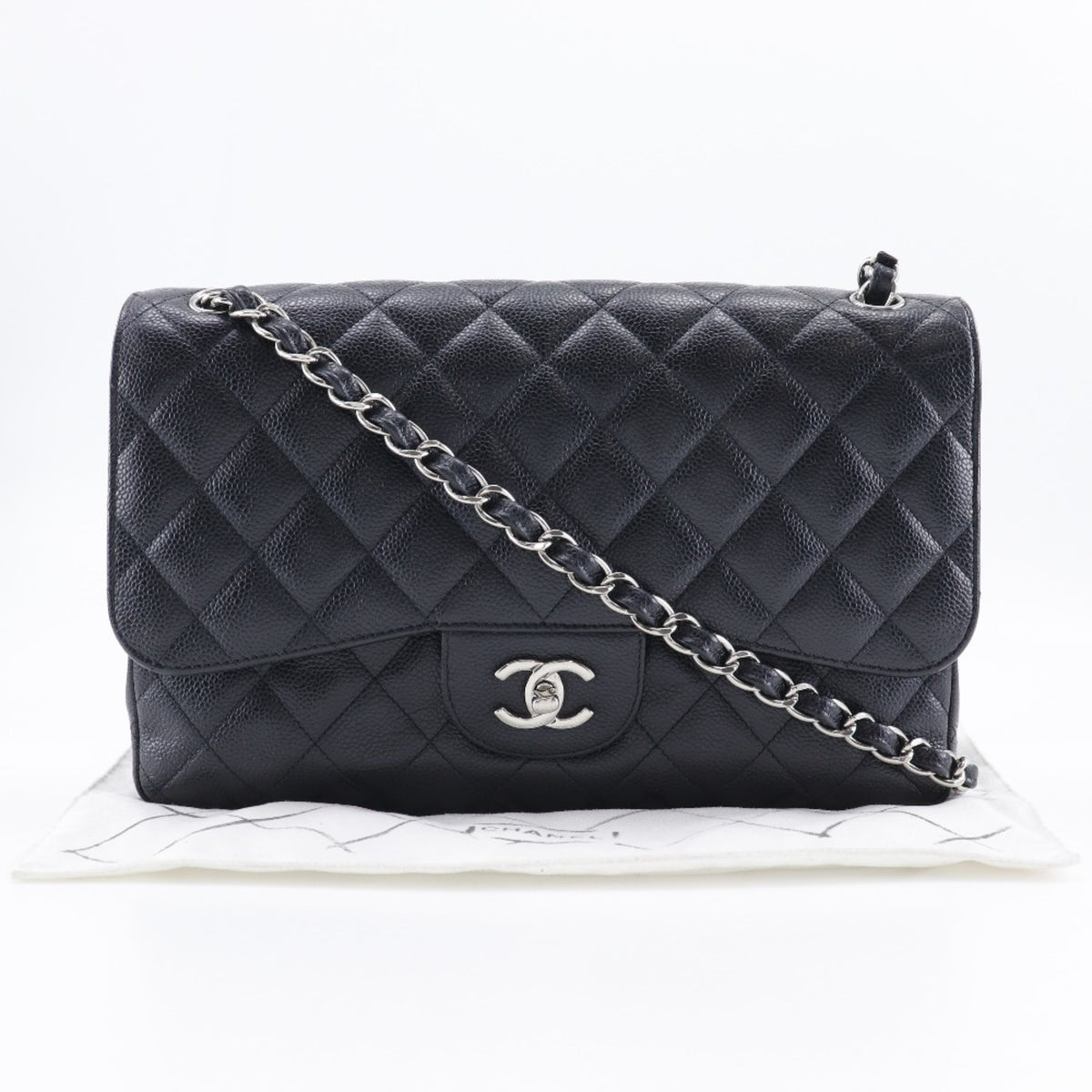 Chanel Black Caviar Leather Shoulder Bag (Pre-Owned)