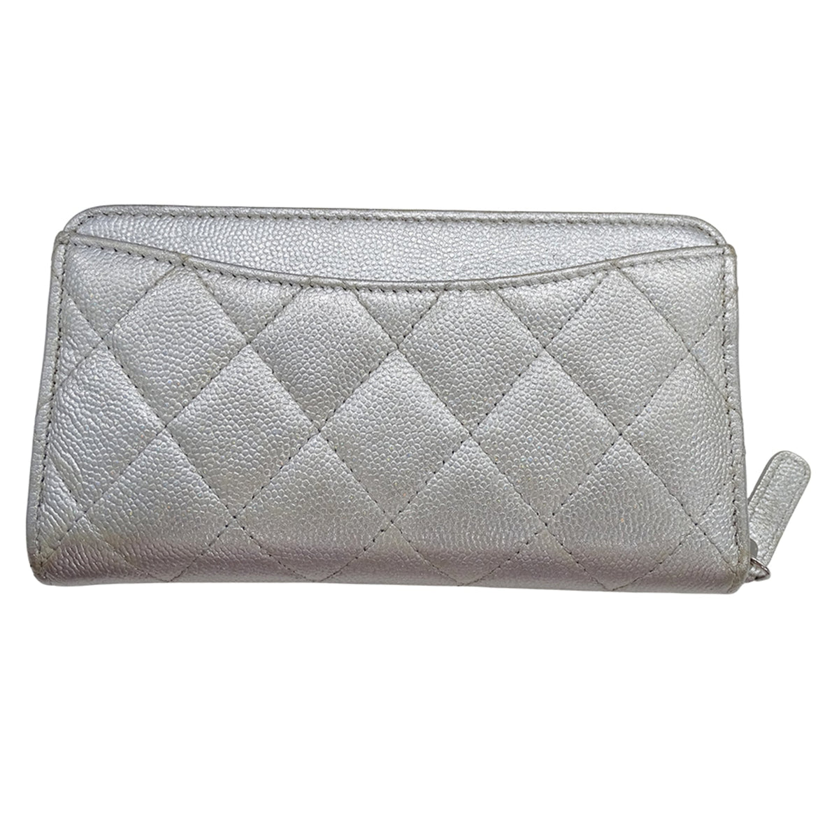 Chanel Silver Grained Calfskin Chain/Shoulder Wallet (Pre-Owned)