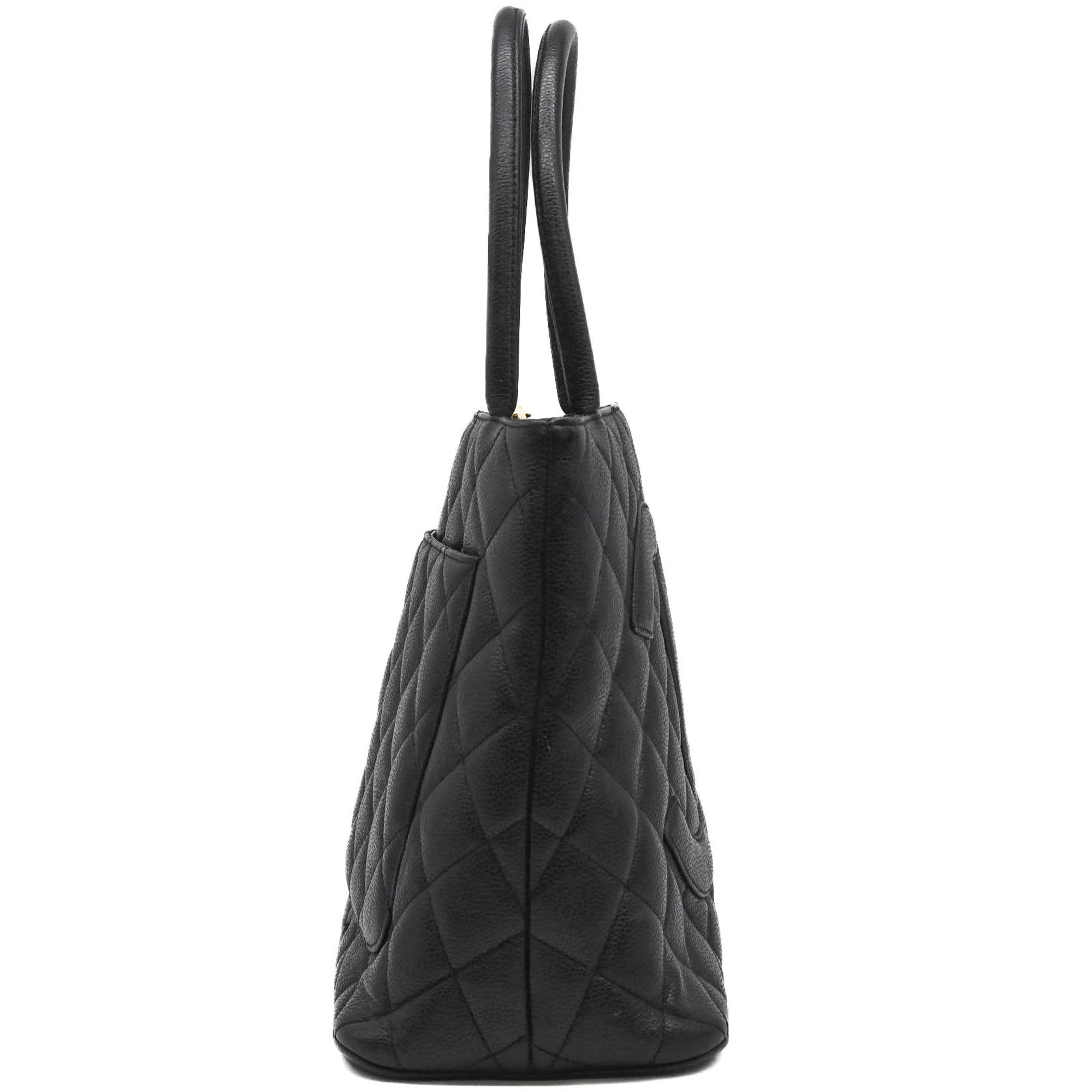 Chanel Black Grained Calfskin Handbag Tote Bag (Pre-Owned)