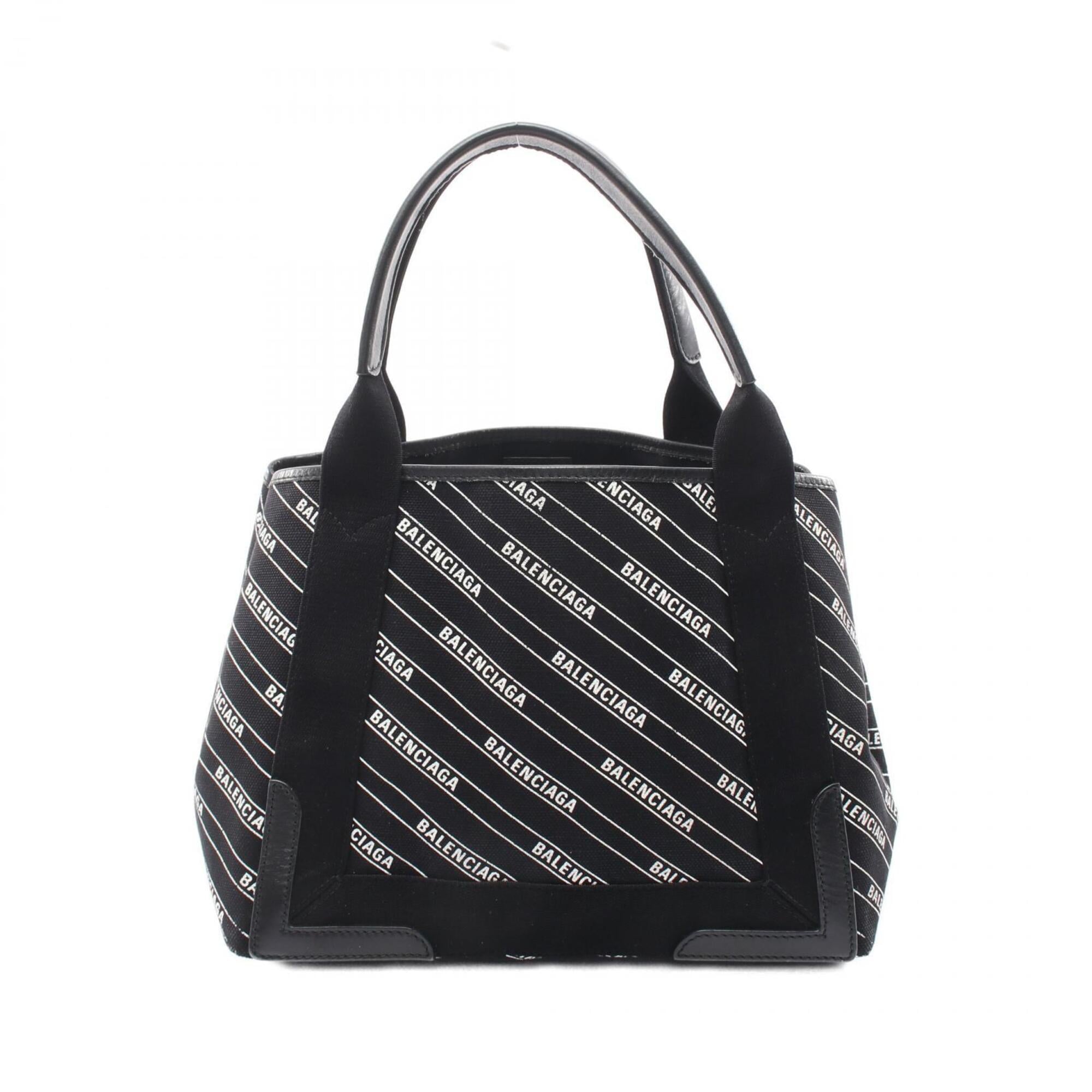 Balenciaga Black White Canvas Leather Handbag Tote Bag (Pre-Owned)